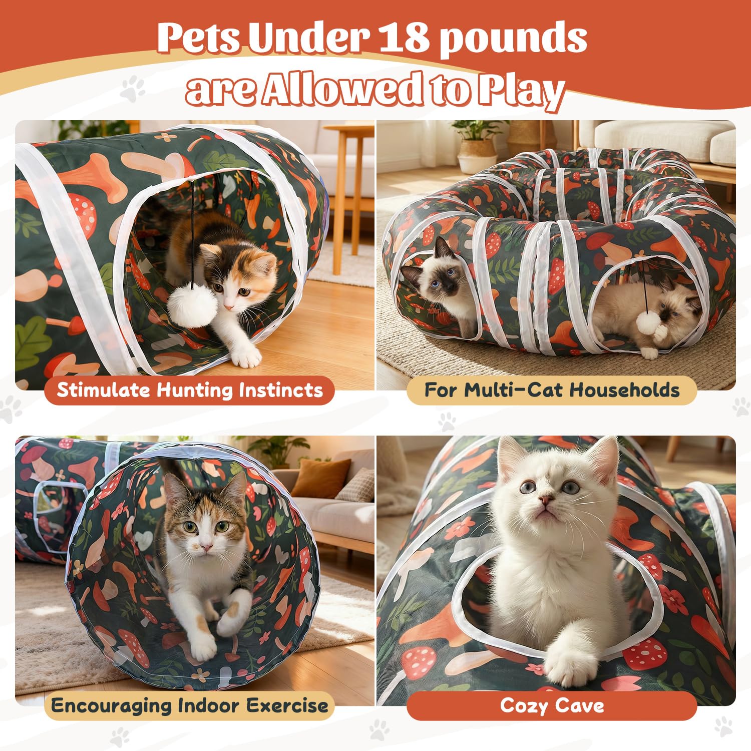 Katzenspielzeug Katzentunnel, Katze Spielzeug Hundenspielzeug Spieltunnel Faltbar interaktives Pop-Up-Labyrinthhaus-Spielzeug für Kätzchen, Welpen, Kaninchen, kleine Hunde (8-förmig)