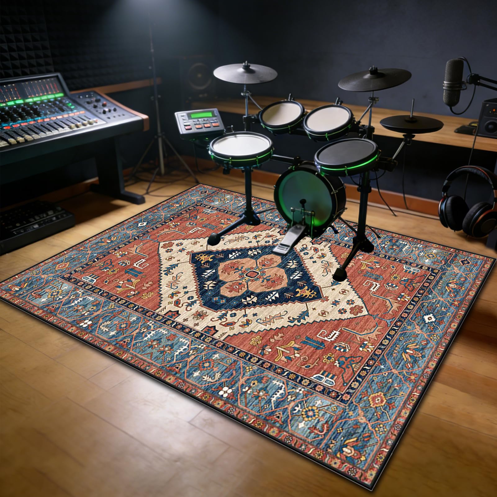 Tappetino Insonorizzato Batteria Drum Tappetino per Batteria e Percussioni Tappeto a Tamburo Tappeto per Batteria Elettrica Tappeto per Batteria Acustica Tappeto Antiscivolo Batteria 230 x 180 cm