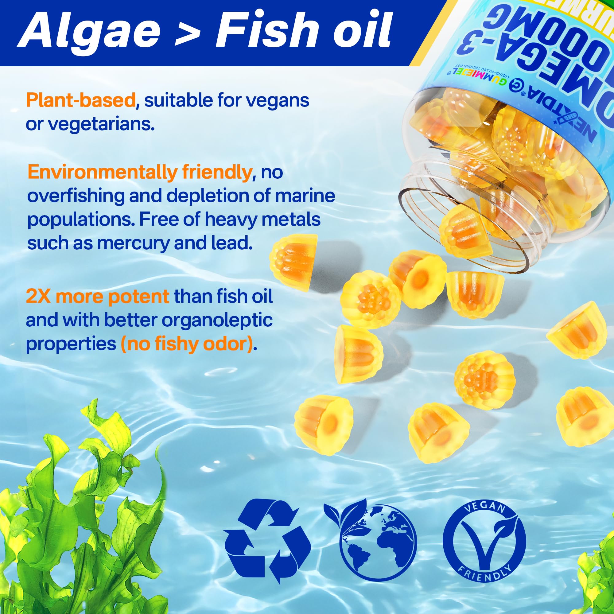Omega-3 Gummies 1000mg + Turmeric, Fish Oil Alternative No Fish Taste, 60Ct — Amazon image 5