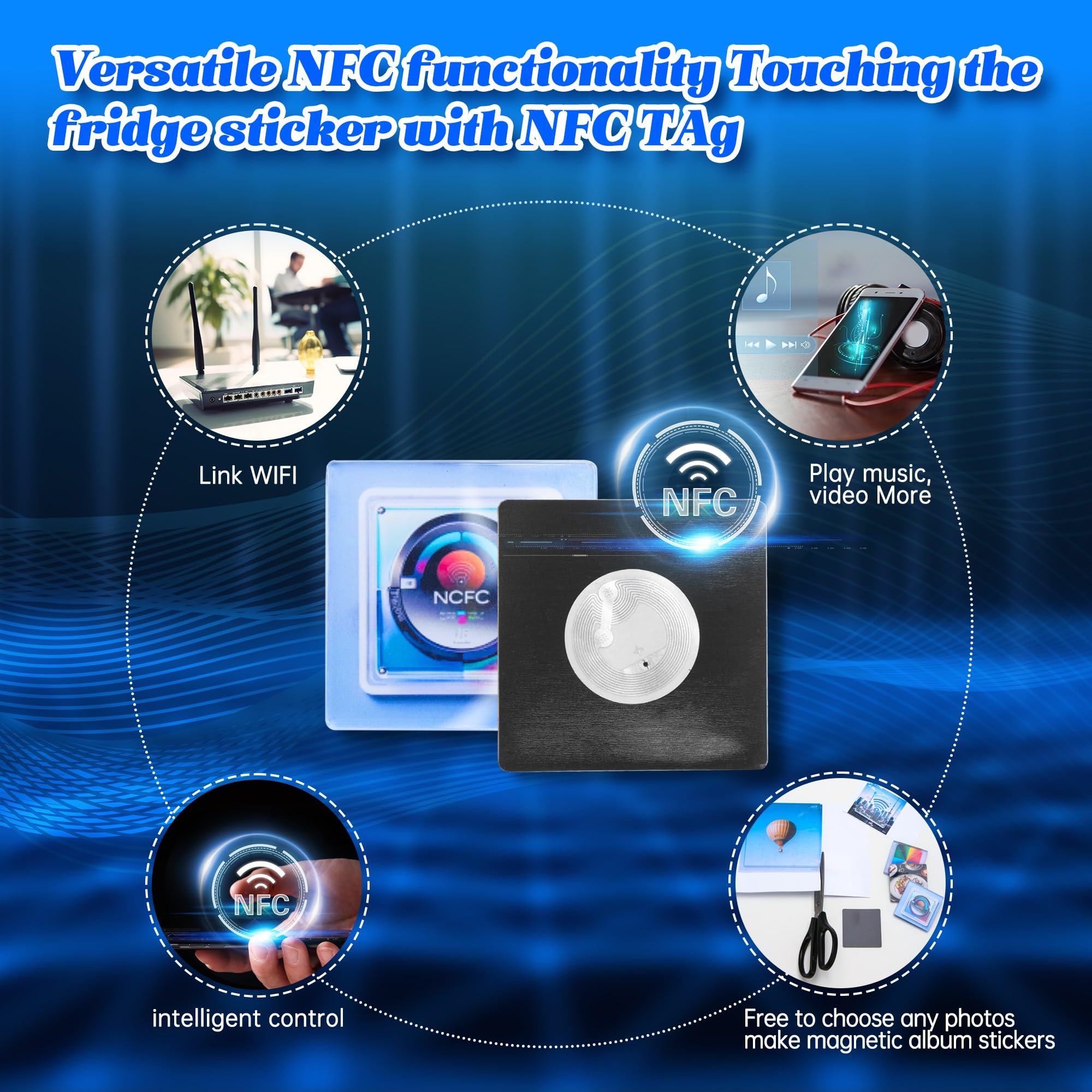 49 Pcs, DIY Magnets for Fridge ,NFC Function,(14 Acrylic, 14 Magnets, 5 NFC Tags, 16 Sided Tape) - Image 5