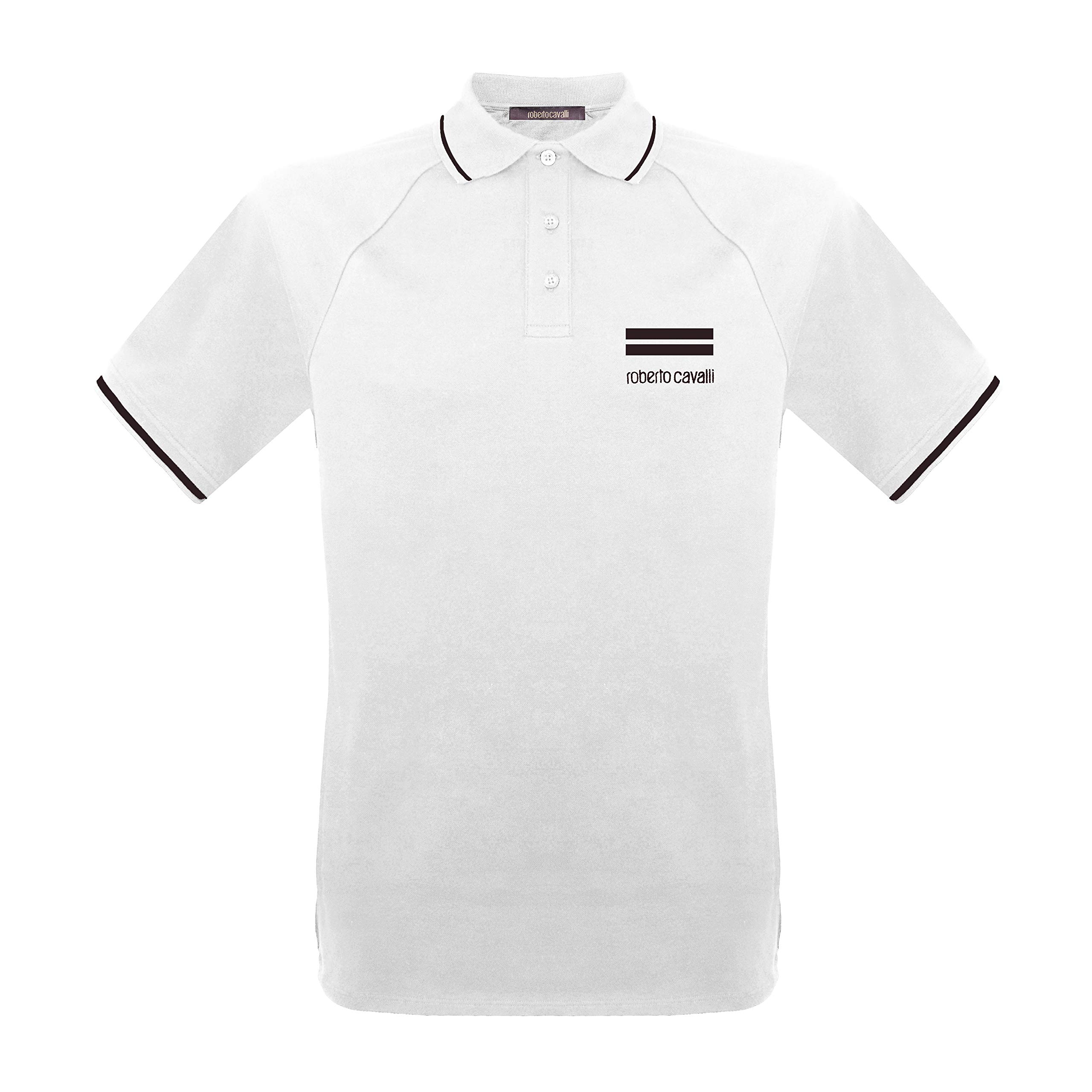 Roberto Cavalli Men's Polo T-Shirt, Medium, White
