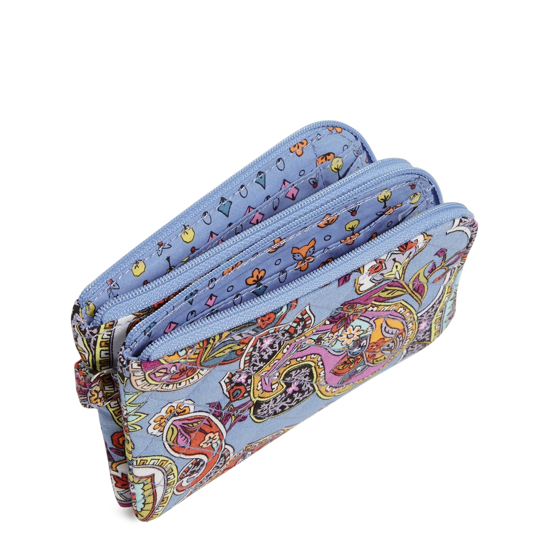 Vera Bradley Women's Cotton Double Zip ID Case Wallet with RFID Protection, Provence Paisley, One Size