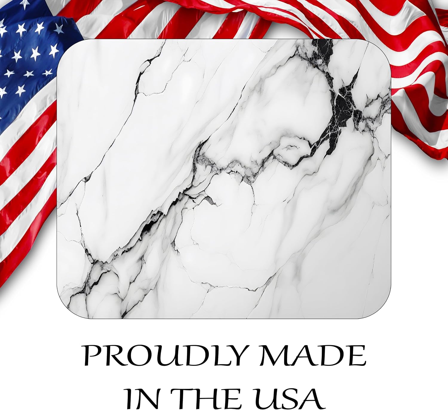 White Marbled Agate Mouse Pad Mat Mousepad for Desk Computer Laptop PC Gaming Home or Office Gift Marble (White Black MP63) image 5