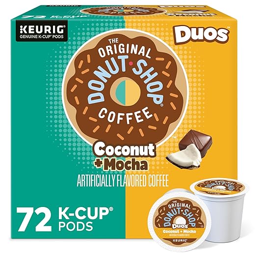 The Original Donut Shop Duos Coconut + Mocha Keurig Single-Serve K-Cup Pods, Medium Roast Coffee, 12 Count (Pack of 6)