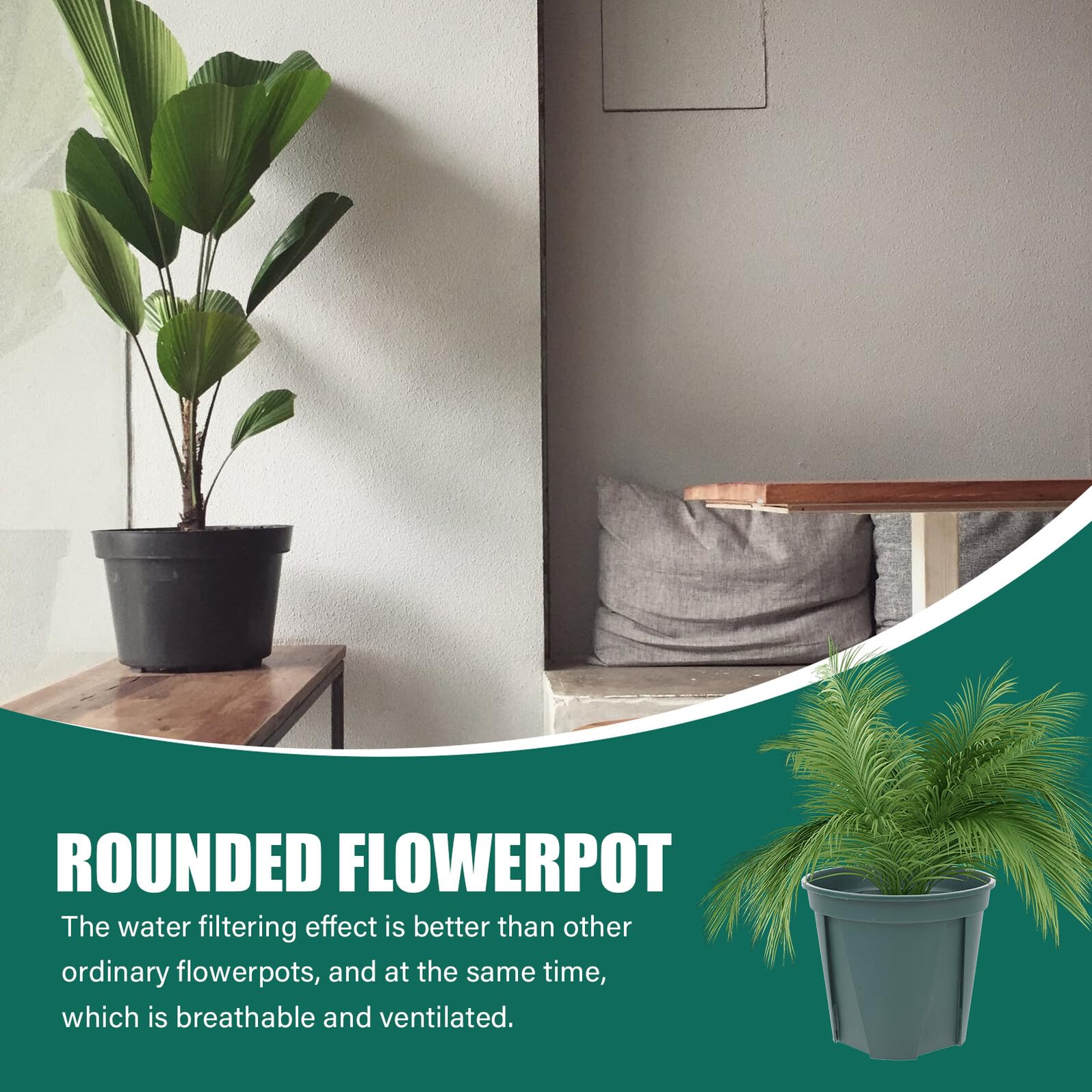5 Pièces Contrôle Racines Pot de Fleurs Rond Conteneur Plastique Ventilé pour Plantes Vertes Adapté Orchidées Rosiers et Scindapsus Intérieur et Extérieur Balcon et Jardin