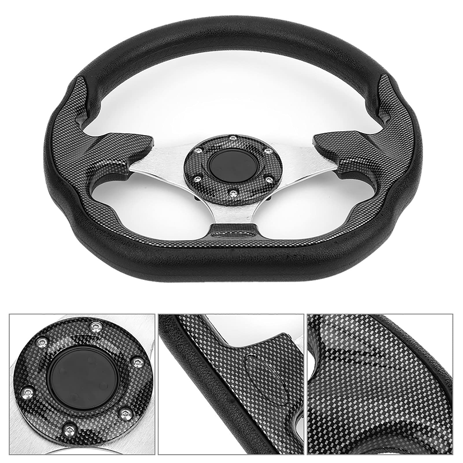 Volante Deportivo 320MM Universal para Coche Estilo Fibra de Carbono con Botón de Bocina, Actualización del Volante de Carreras, Modificación del Interior del Coche