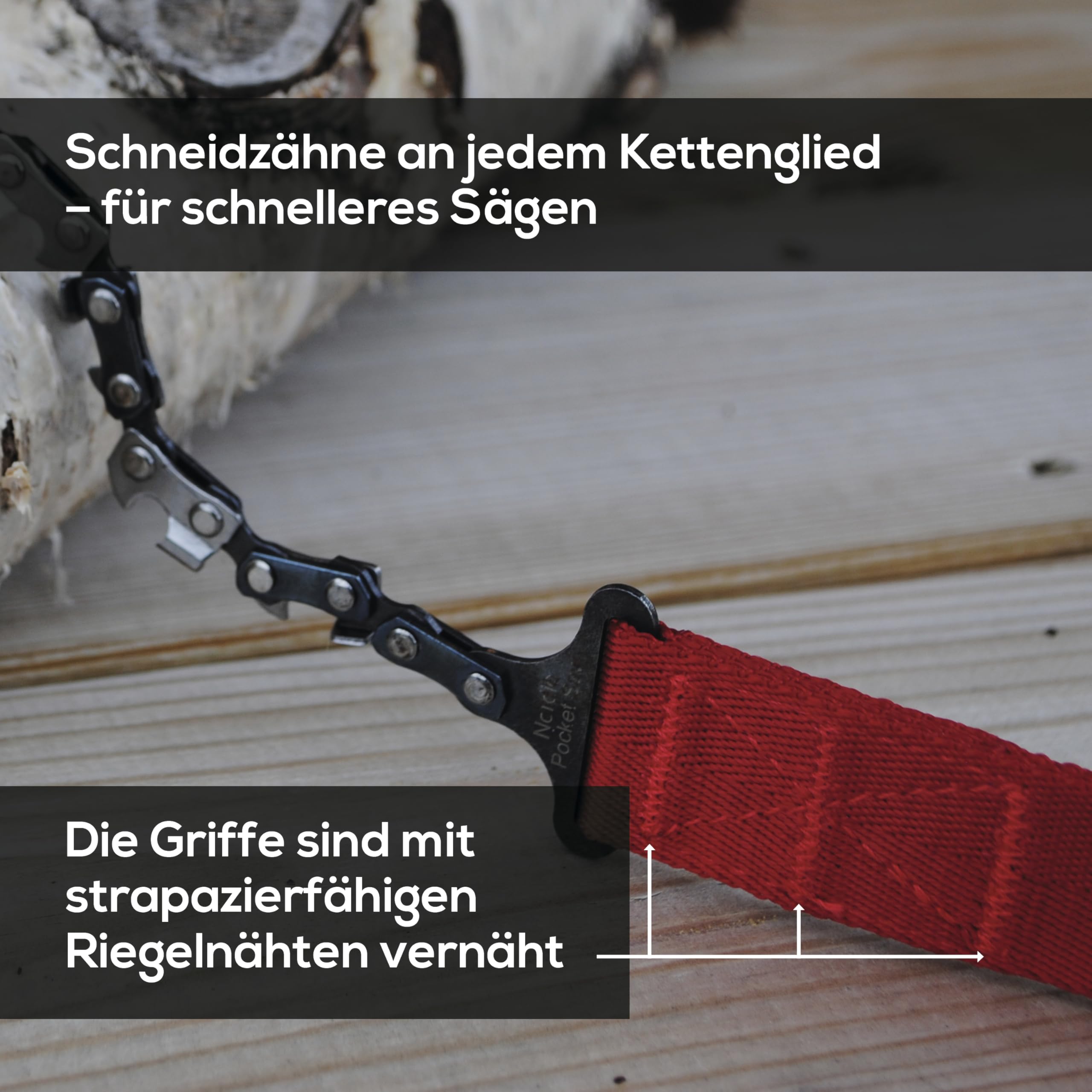 Nordic Pocket Saw Handkettensäge 65 cm - Original - Kompakte Handsäge mit Nylontasche für Wandern & Camping - Hand Kettensäge - Outdoor Säge Survival - Seilsäge Holz