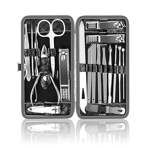 Kit de manicure, conjunto de manicure OKOM, kit de cuidados com as unhas, kit de manicure para homens e mulheres, kit de cortador de unhas, conjunto de cortador de unha, com pinça e cortador de unha