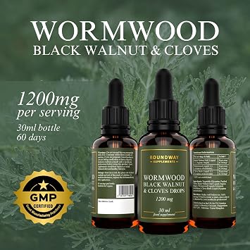 Wormwood, Black Walnut & Clove Liquid Drops | High Strength Botanical Blend | 30ml | 1200mg Per Serving | 2-Month Supply | Vegan & UK Made (Pack of 1)