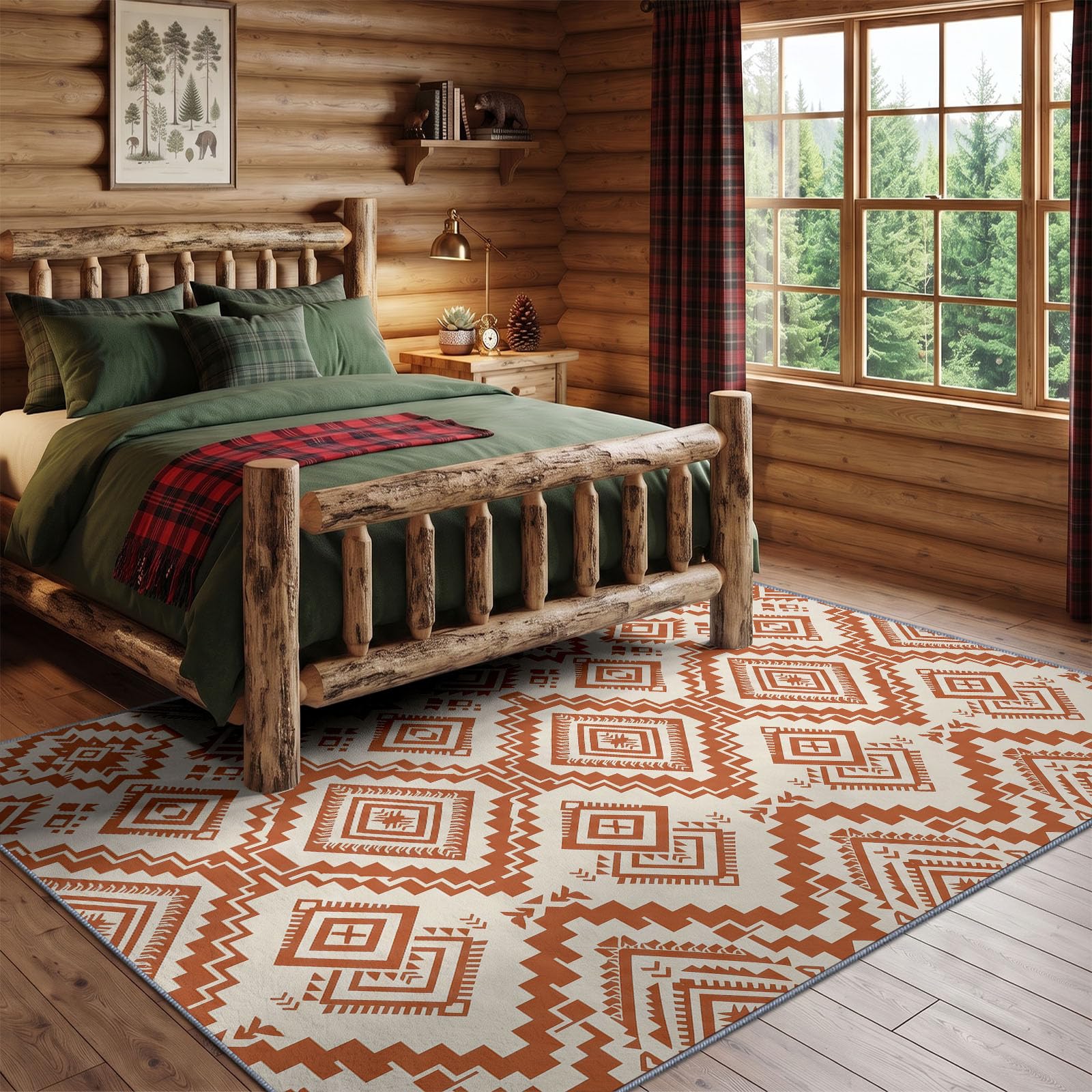 Blanc Cassé Tapis Salon 90 x 120 cm, Style Ethnique Tribal Lavable en Machine Tapis | Chambre Antidérapant, Vintage Géométrique Tapise Bureau Salle a Manger, Doux Poil Ras Rug, Cuisine