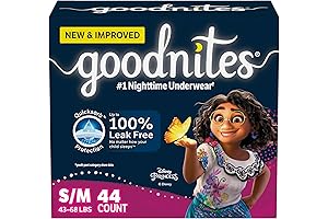 Goodnites Girls' Nighttime Bedwetting Underwear, Size S/M (43-68 lbs), 44 Ct (2...