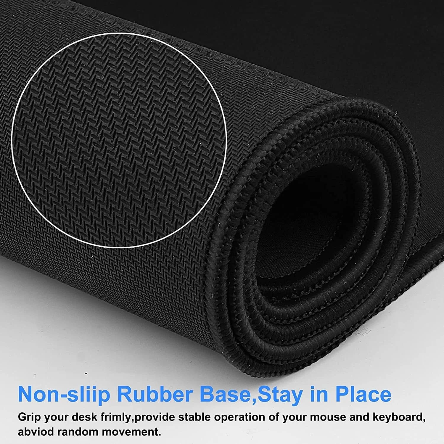 Mouse Pad, New Non-Slip Rubber & Waterproof Black Mousepad with Stitched Edges for Gaming, Office & Home,Size 10.24 x 8.26 x 0.12 inches, Black