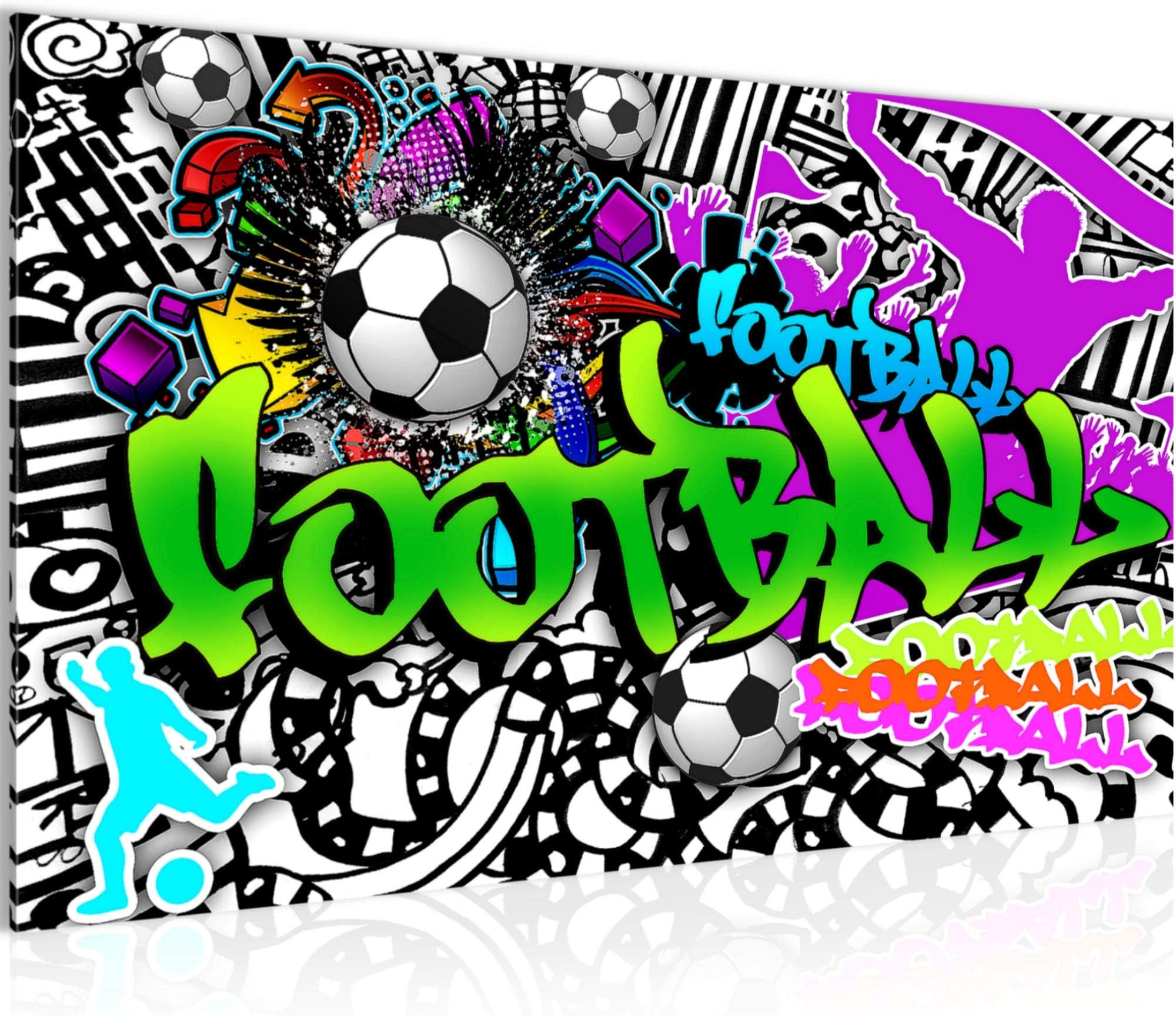 Non-Woven Canvas Wall Art Football Graffiti Modern Pictures - 100% Made In Germany - Street Art colorful Hall 402614a
