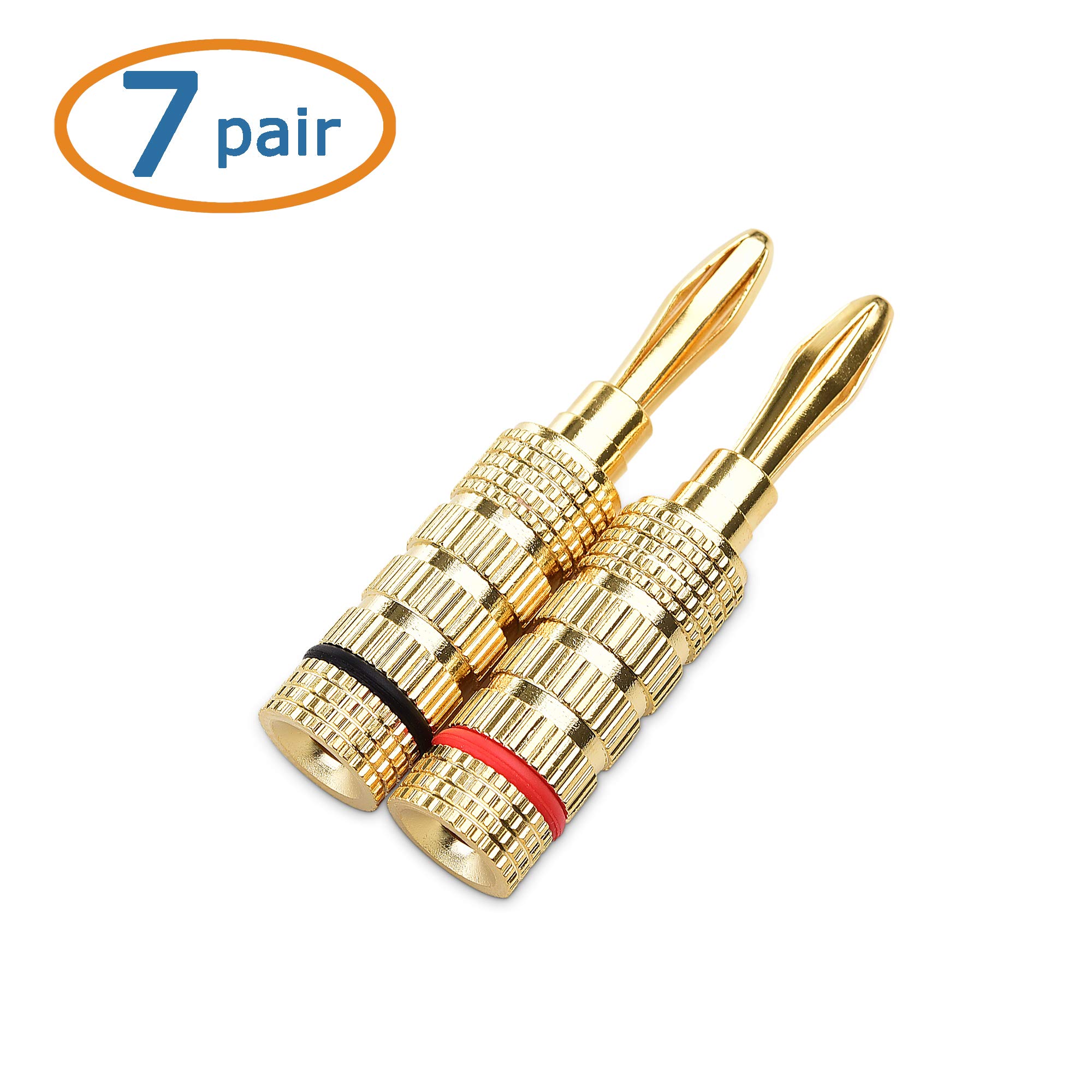 Cable Matters 7 Pairs Crimp and Twist Closed Screw Banana Plugs for