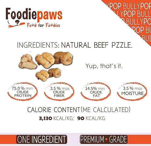 Miniatura 4 de FOODIEPAWS Bully Pop, 8 onzas  Masticables totalmente naturales con alto contenido de proteínas para perros  Totalmente digerible y sin granos