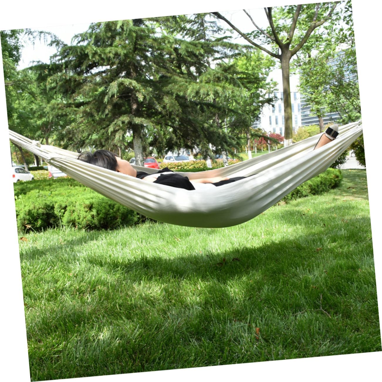 POPETPOP Canvas Swing Hammock Camping Outdoor Patio Decor Hanging Chair Strong Binding Rope