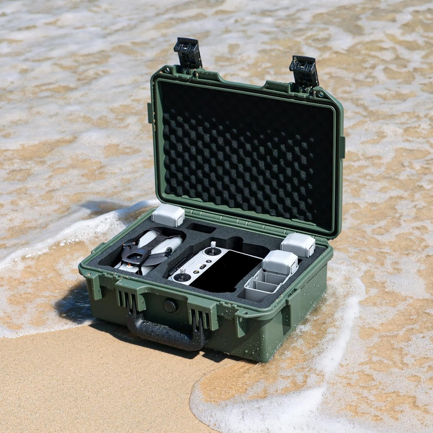 Lykus Titan MM510 Waterproof Hard Case for DJI Mini 5 Pro and RC2/RC-N3, Support up to 7 batteries, Green [CASE ONLY]