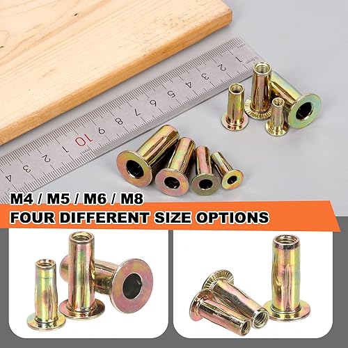 Miniatura 6 de Kit de tuercas remachadoras M4 de agarre múltiple, tuerca remachadora de acero al carbono chapada en zinc, tuerca de remache de alta resistencia,