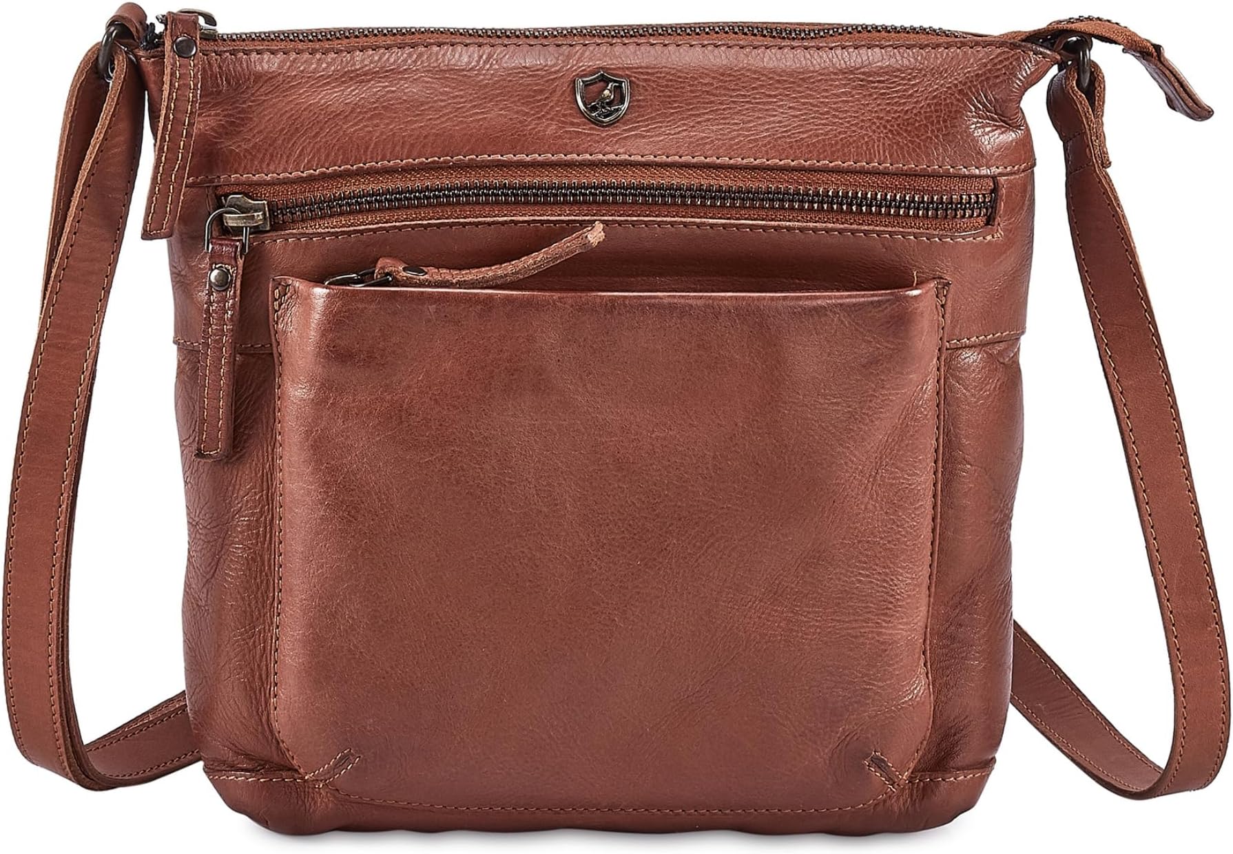 Small Crossbody Bags for Women Genuine Leather Vintage Purse Travel Shoulder Handbag Cross Over with Adjustable Strap (Cognac Washed Vintage)