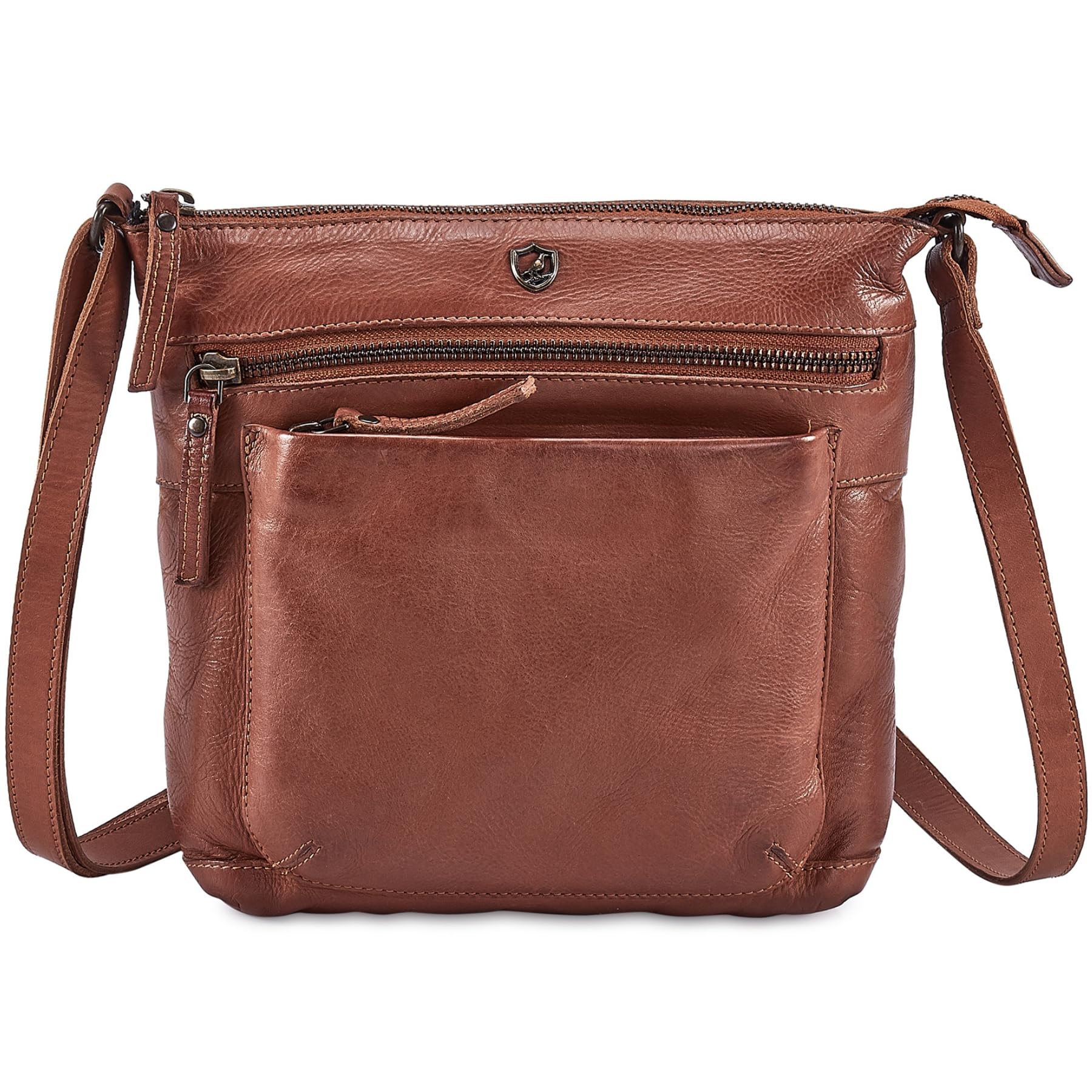 women Real Leather Small Triple Zip Crossbody Bags Purse Travel Bag