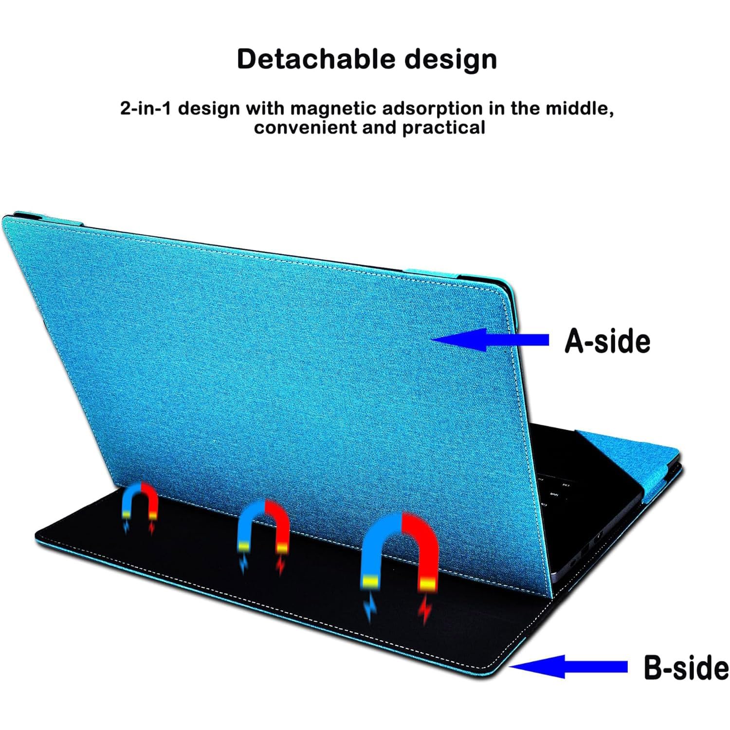 Custodia per laptop Lenovo IdeaPad 3 15ITL05 15IML05 15IIL05 15IGL05 15IGL05 15ADA05, custodia protettiva staccabile in pelle PU con portapenne (azzurro)
