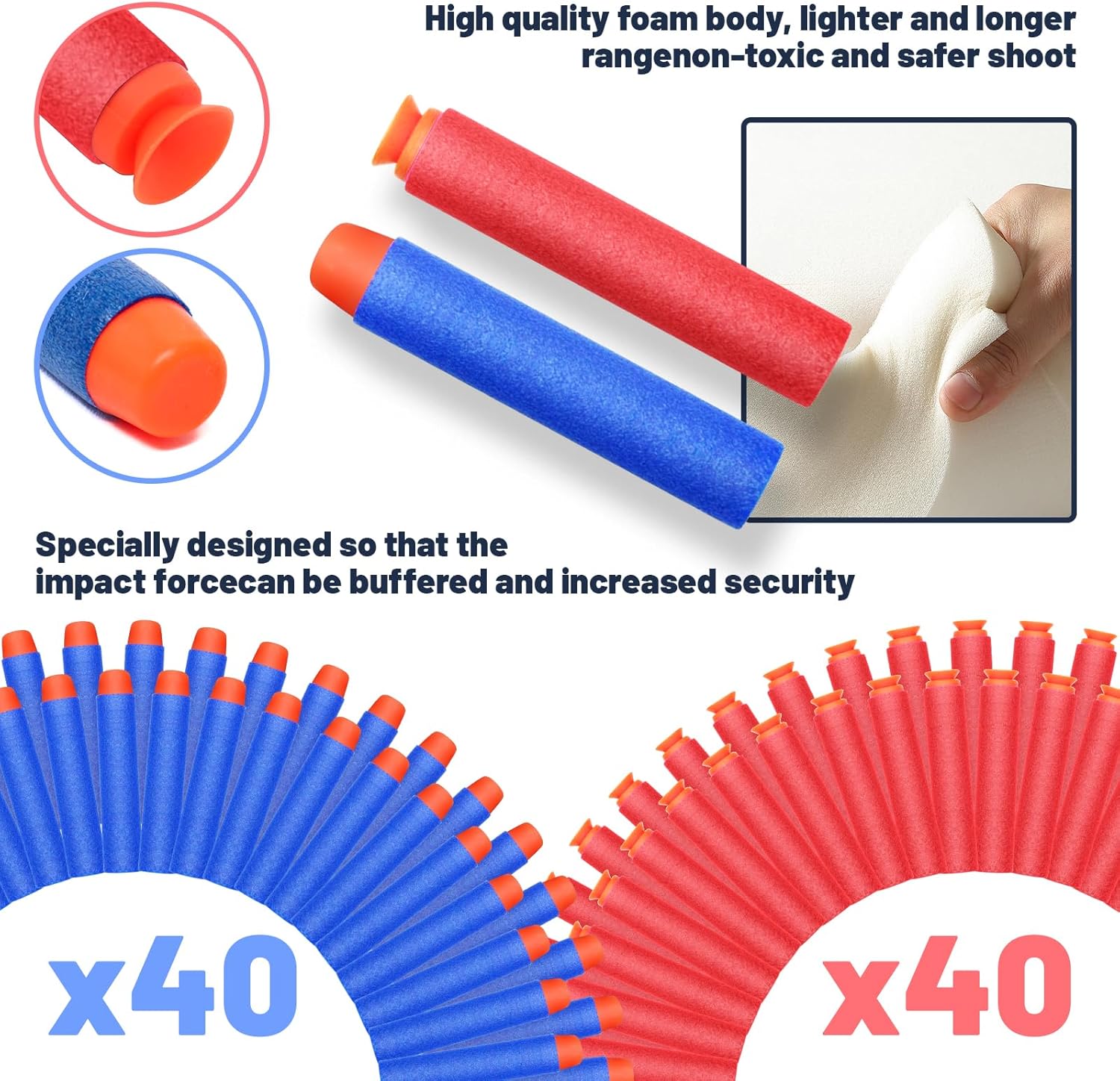 WitBear 4 Kids Pack Foam Blaster Toy Guns Set Compatible with Nerf Bullet Guns Include 80 Bullets Hand Gun Toys Birthday Christmas Party Gifts Pistol Toys for 3 4 5 6 7 8 9 Year Old Boys Girl