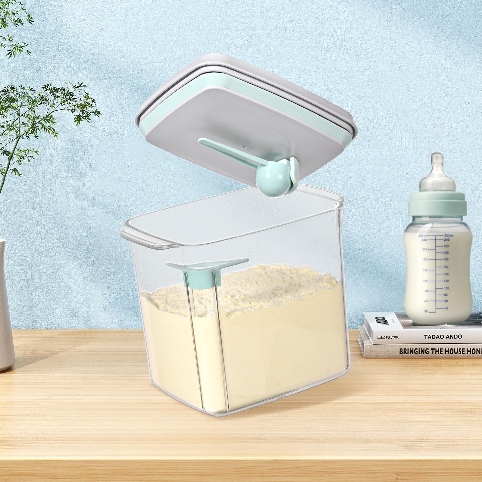 Distributeur de lait en poudre de 1700 ml, boîte de stockage de lait en poudre avec cuillère, boite hermetique alimentaire, récipient de lait en poudre portable scellé et étanche, facile à utiliser