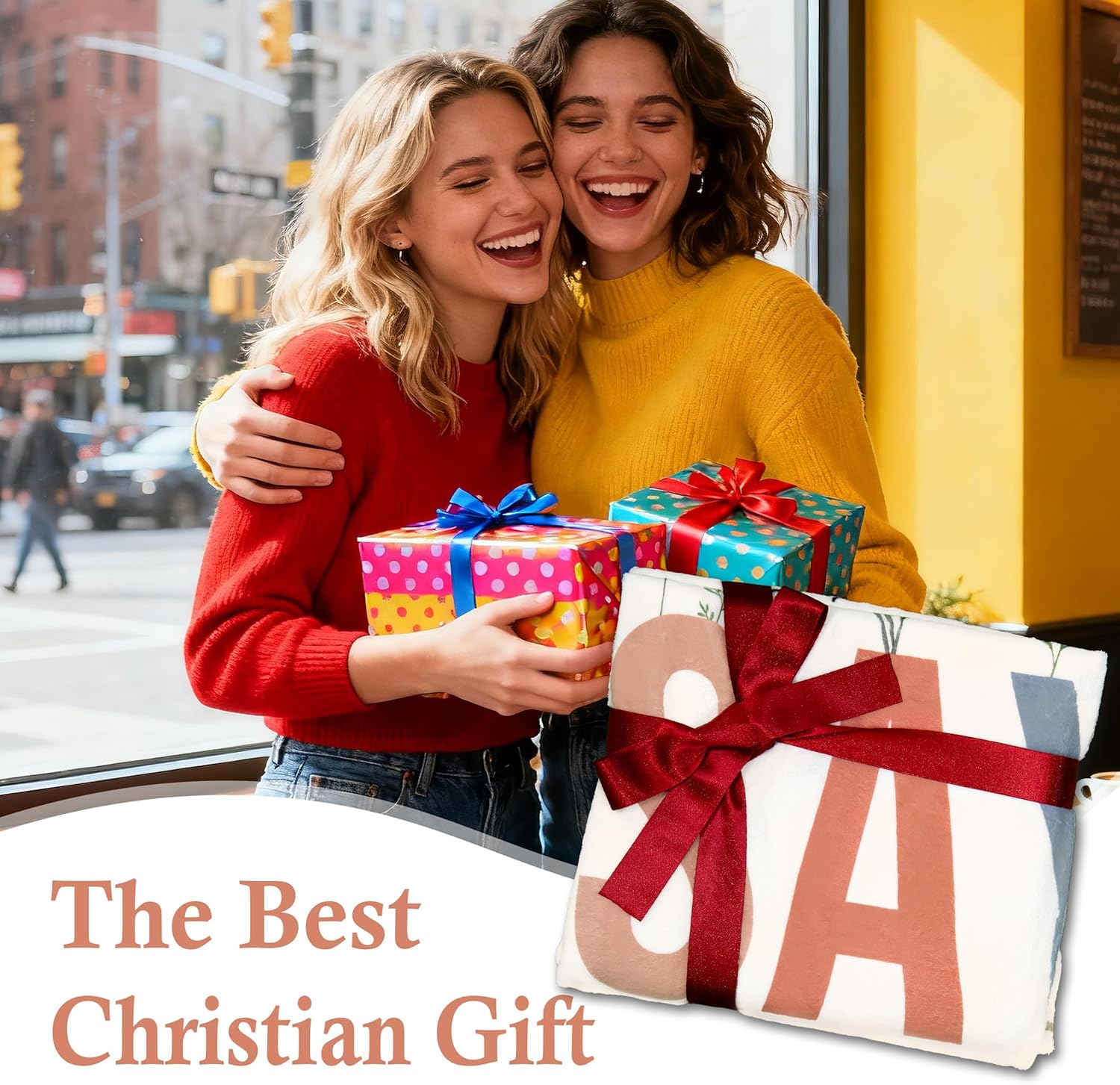 Christian Gifts for Women, Inspirational Floral Blanket, Religious Birthday Gifts, Spiritual Gifts for Sisters, Friends, Baptism & Confirmation Gifts, Bible Verse Throw Blankets 50"x 60" - Image 2