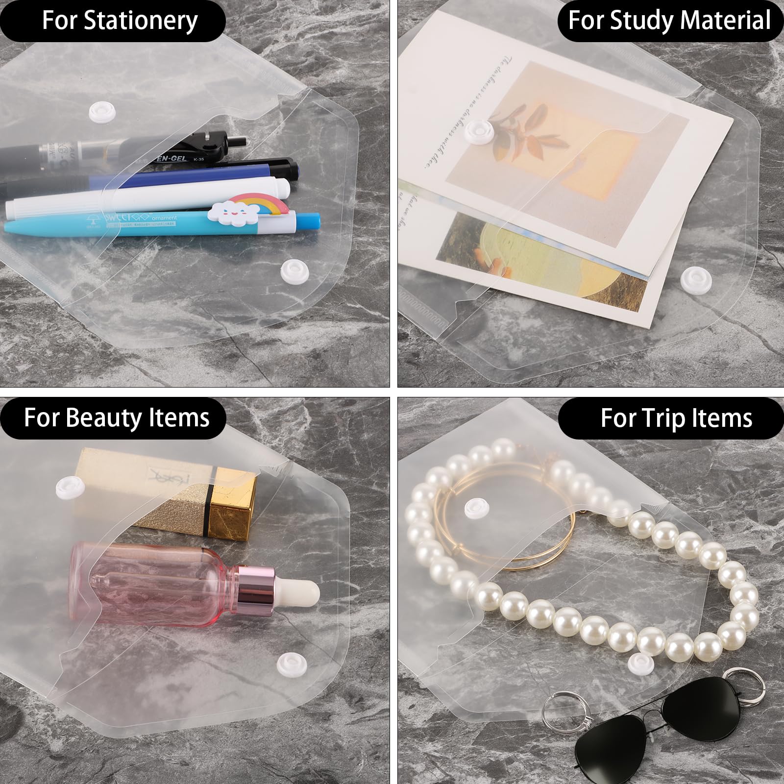 SHUESS 30 carteras de plástico A6 – Sobres A6 – Carteras pequeñas de plástico – Cartera A6 transparente para papeleo para el hogar, oficina, escuela
