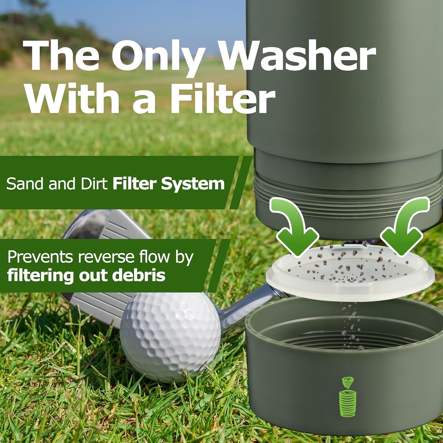 Golf Ball Cleaner Washer – Portable, Tool-Free, Patent-Pending Dirt Filter – Perfect Golf Gift for Tournaments, Men, Women, and Kids