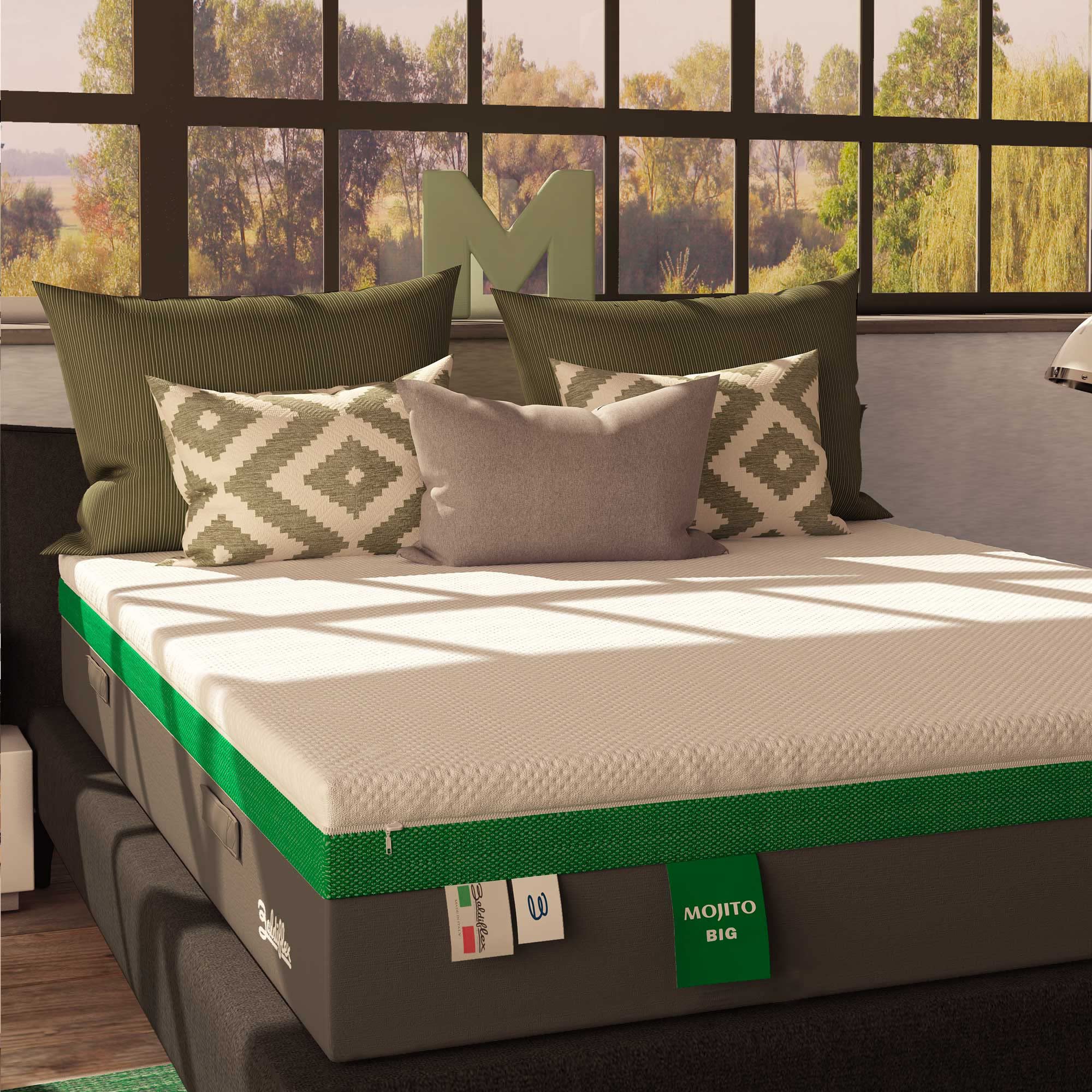Baldiflex Mojito Big Matratze für Einzelbett, Memory-Schaum, ausziehbar, medizinisches Gerät, Größe 80 x 190 cm, Höhe 30 cm