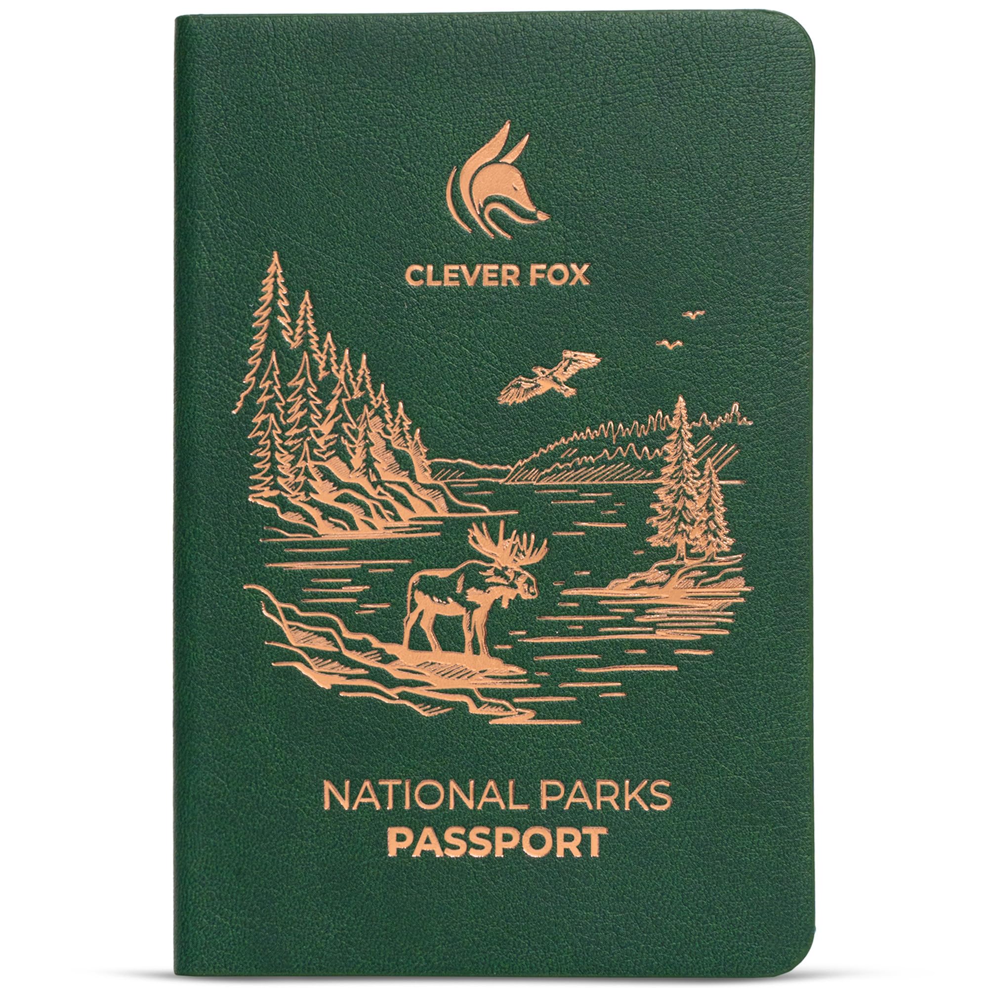 Clever Fox Clever Fox National Parks Passport Book – Illustrated U.S. & Canada National Park Tracker Journal & Stamp Book for Visit Notes, Memories & Photos – Gift for Hikers & Campers, 3.7”x5.6” (Forest Green)