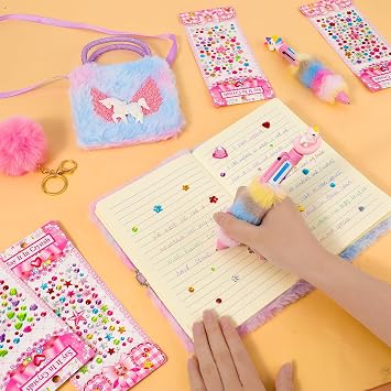 Unicorn Secret Diary For Girls With Lock, Fluffy Notebooks For Girls Purple | Unicorn Notebooks For Girls, Fluffy Diary With Lock For Girls, Unicorn Gifts For Girls, Girls Diary