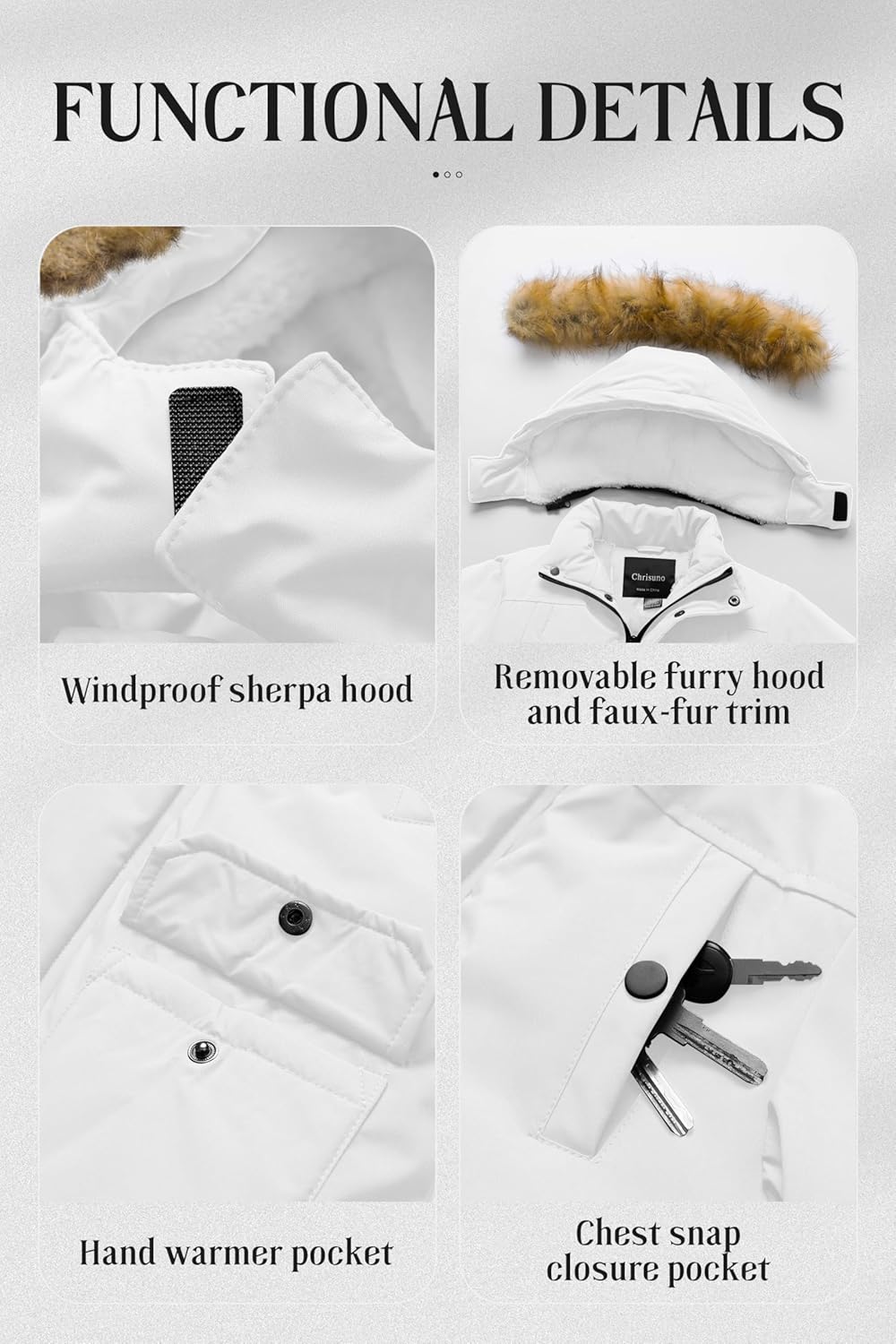 Chrisuno Boy's Waterproof Winter Sherpa Parka Coat Med-Length Outerwear Jackets With Detachable Furry Hood - Image 6