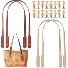 PAGOW 4pcs PU Leather Bag Handles Purse Strap with 16 Sets Rivets, 28.15"