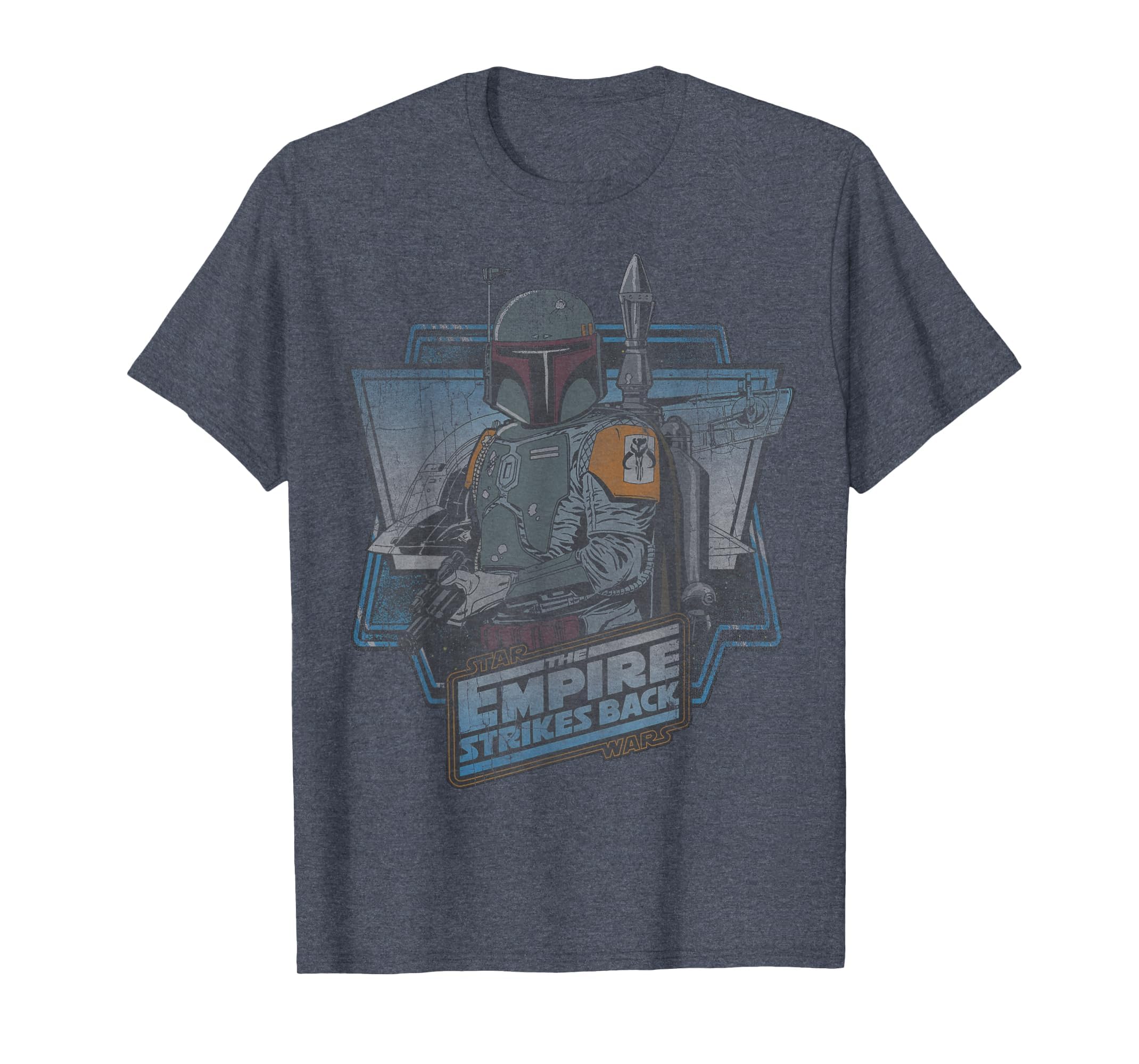 Star Wars Men's The Boba Fett Short Sleeve T-Shirt, Navy HTR, Medium