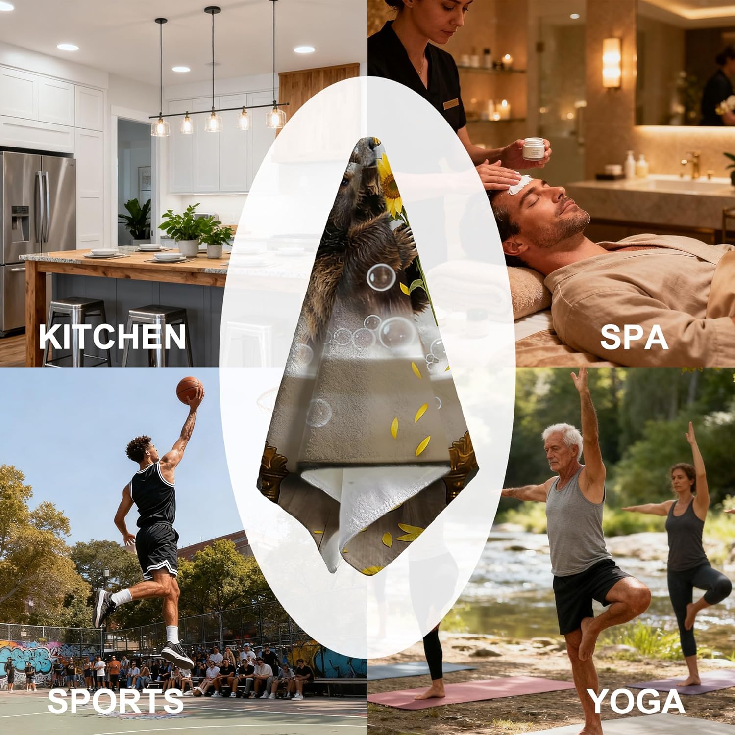 Brown Bears Hand Towels for Kitchen Bathroom 2 Pack Bath Towels 14.4"x28.3" Soft Absorbent Kitchen Towel for Home Kitchen Bathroom Decor - Image 7