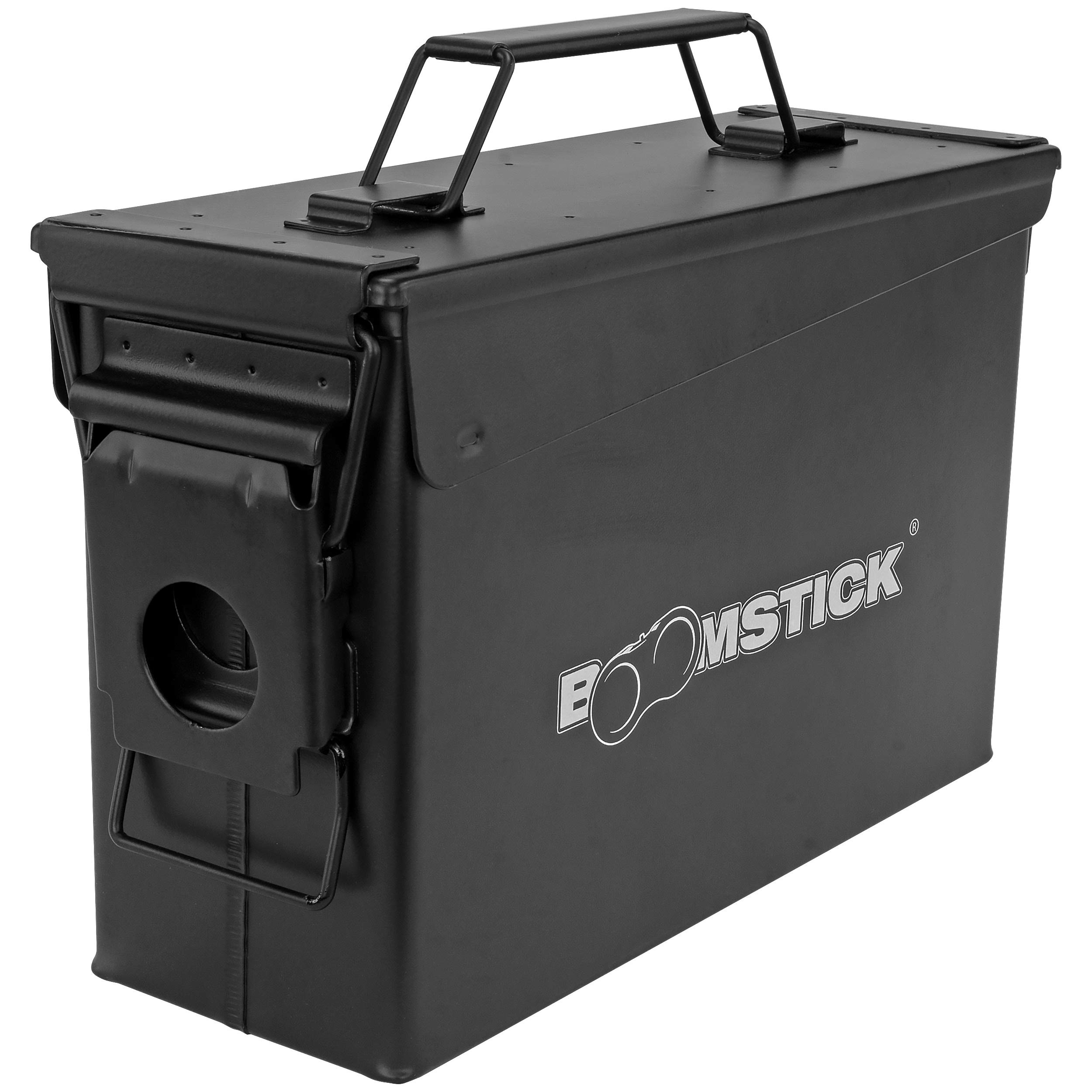 BOOMSTICK Ammo Storage Box, Lockable Ammo Can, Stackable Ammo Container for Shotgun & Pistol Ammunition, Water Resistant Metal Ammo Storage Box