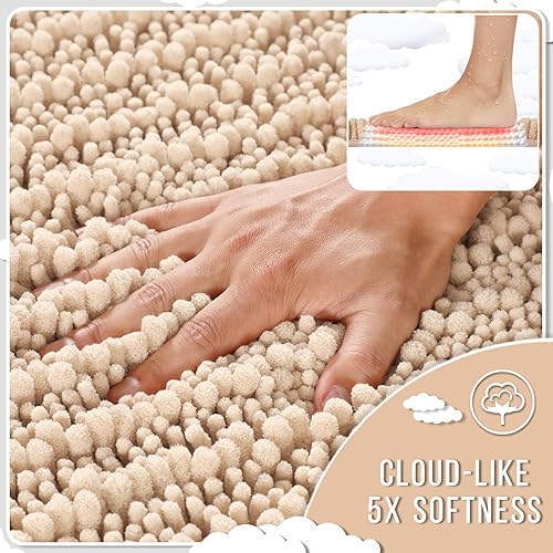 Miniatura 442 de Yimobra - Tapete de baño largo de felpilla, grande de 55.1 x 24 pulgadas, microfibra gruesa, absorbente, extrasuave, antideslizante, peludo, lavable