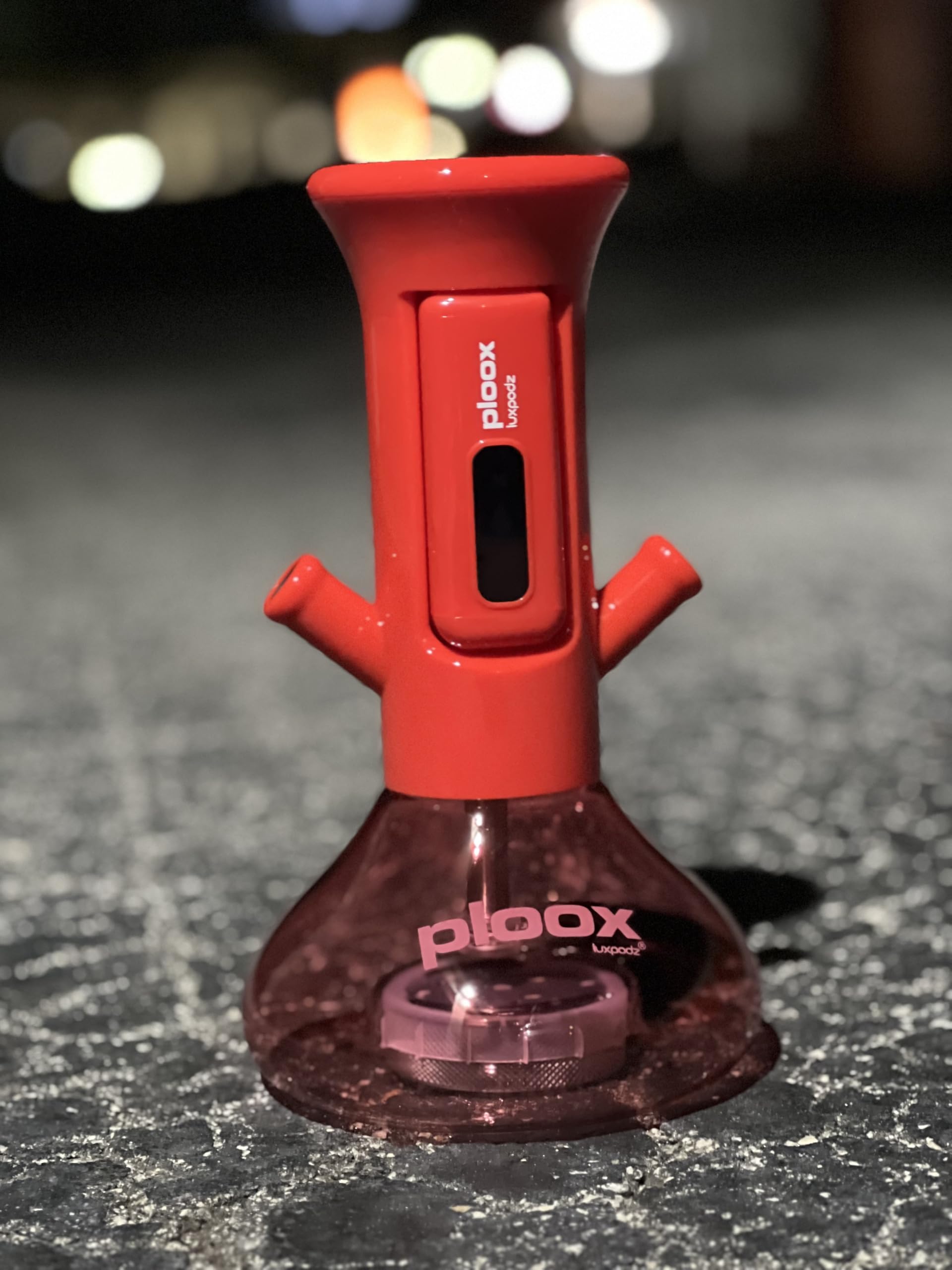 Ploox - X Electric Portable Hookah, NEW DEVICE No Charcoal or Flavor Needed, 2 Metal Hoses, LED Light with Remote Control, COMPLETE SET UP (Red)