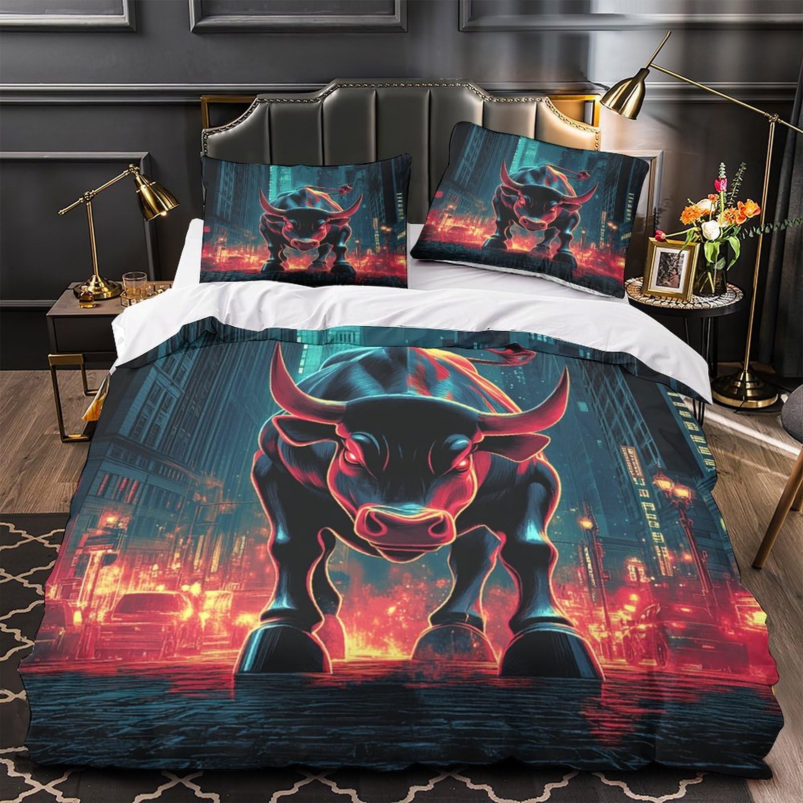 Housse de couette taureau 3D pour décorer la chambre ado cyberpunk