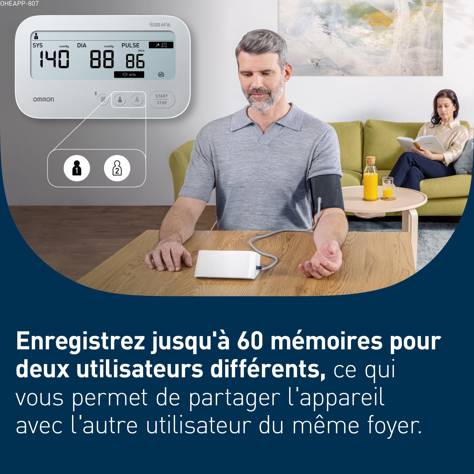 OMRON X4 Connect AFib appareil tension artérielle bras, connexion Bluetooth | Tensiomètre bras OMRON validé cliniquement – Détecteur AFib à chaque mesure – Mémoire 2 personnes