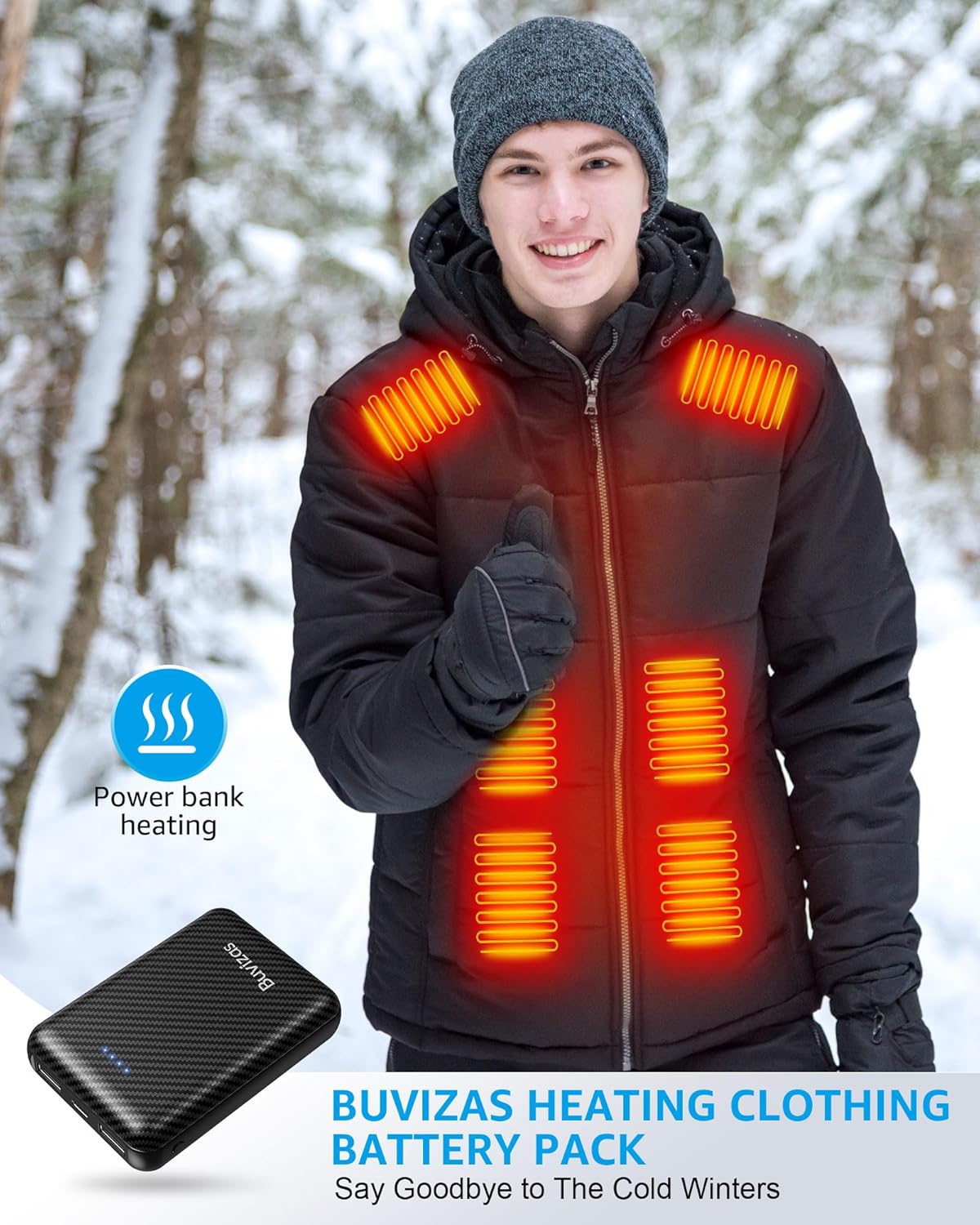 12000mAh Heated Vest Battery Pack, 5V 2A Power Bank for Heat Jacket, with Dual USB Battery Pack for Heated Vest, Compact Power Bank for Soleilwear, for KOVNLO, for Yolikeb, for TIDEWE(No 7.4V) - Image 7