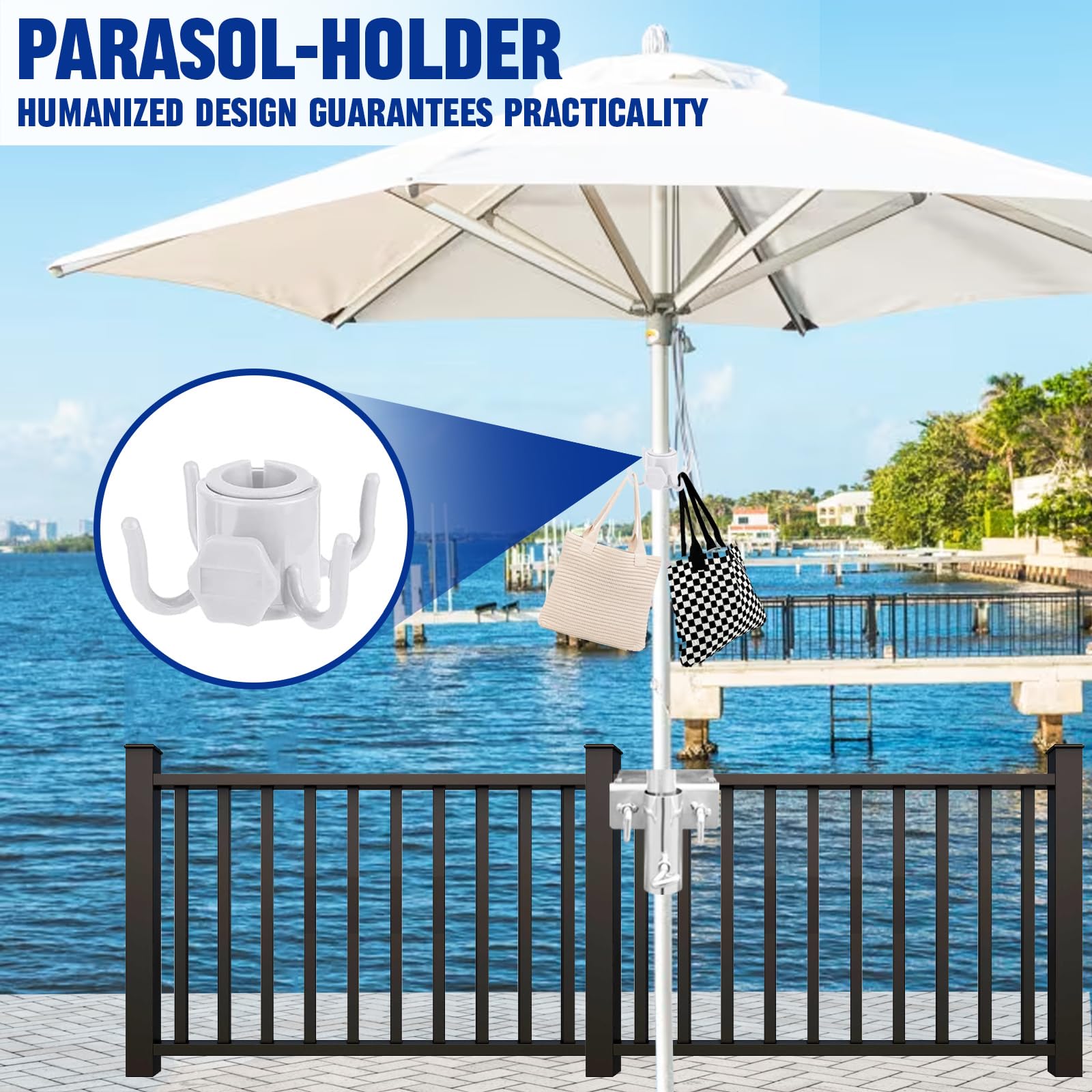 Support Parasol Balcon Réglable En Métal Robuste – Fixation Solide Ø25-38 Mm Pour Terrasse, Balcon Ou Table – Anti-Rouille & Stable Même Par Vent Fort