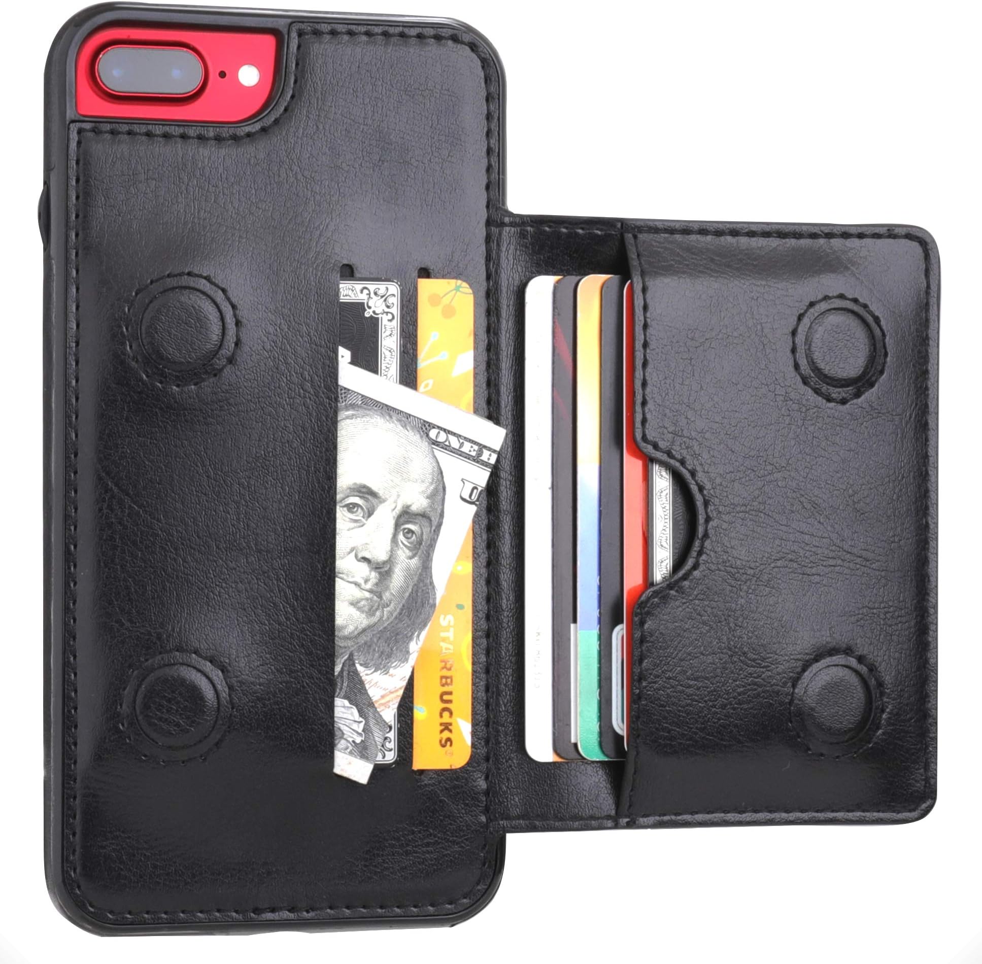 KIHUWEYiPhone 7 Plus iPhone 8 Plus Wallet Case with Credit Card Holder, Premium Leather Kickstand Durable Shockproof Protective Cover for iPhone 7 Plus/8 Plus 5.5 Inch Black 5647379098