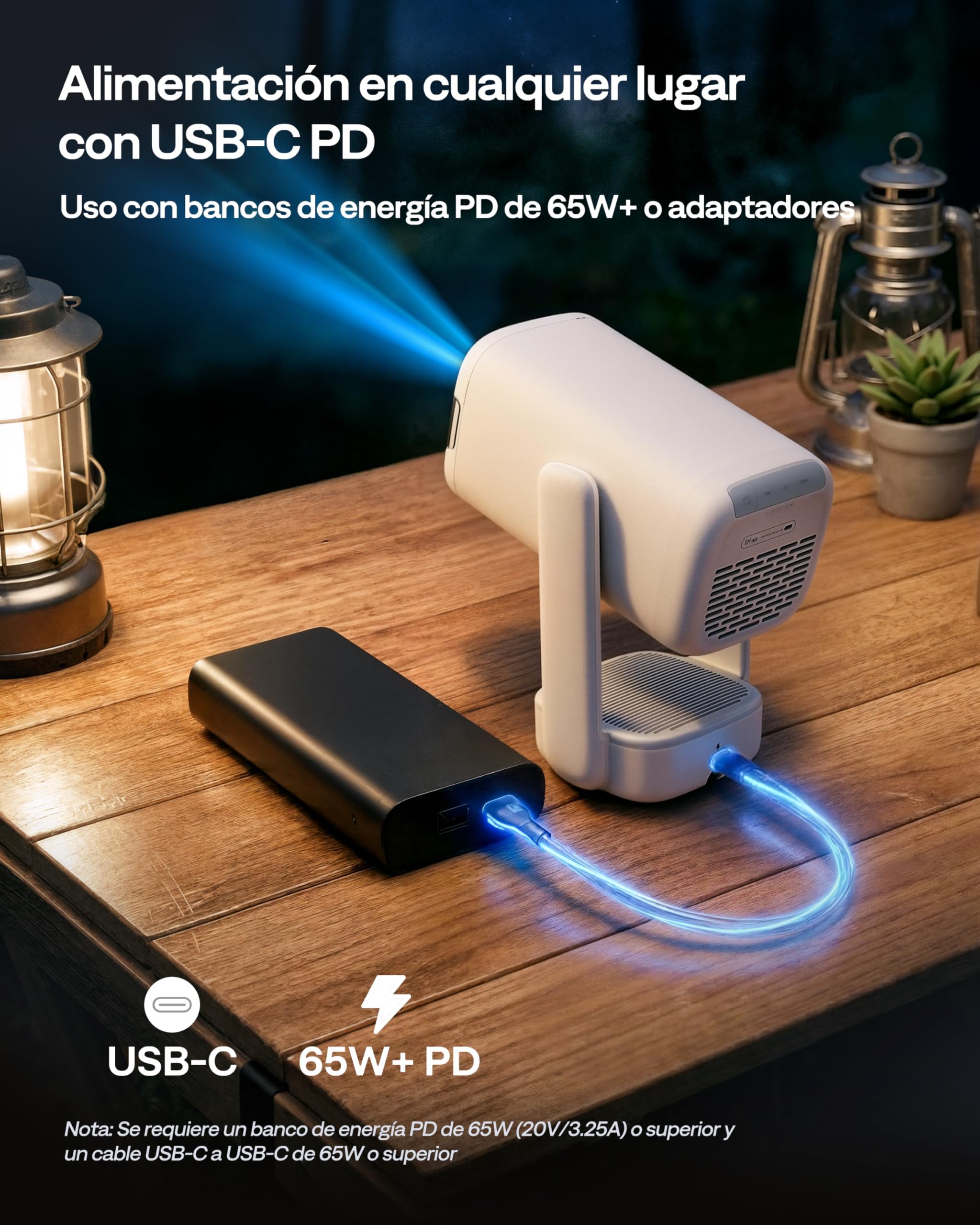 Aurzen D1 Air Proyector Portatil con Netflix y Youtube, Smart Proyector con WiFi y Bluetooth, Alimentado por USB-C, Configuración Automática, 16W Dolby Audio, 1080P ＆ HDR10, Soporta 4K, Exterior