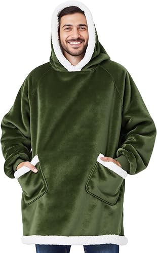 Vista 60 de Bedsure - Manta corta de sherpa para llevar puesta