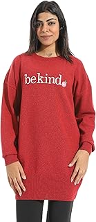 اندورا بلوفر مطرز بكلمة "Be Kind" باكمام طويلة لون احمر - مقاس واحد