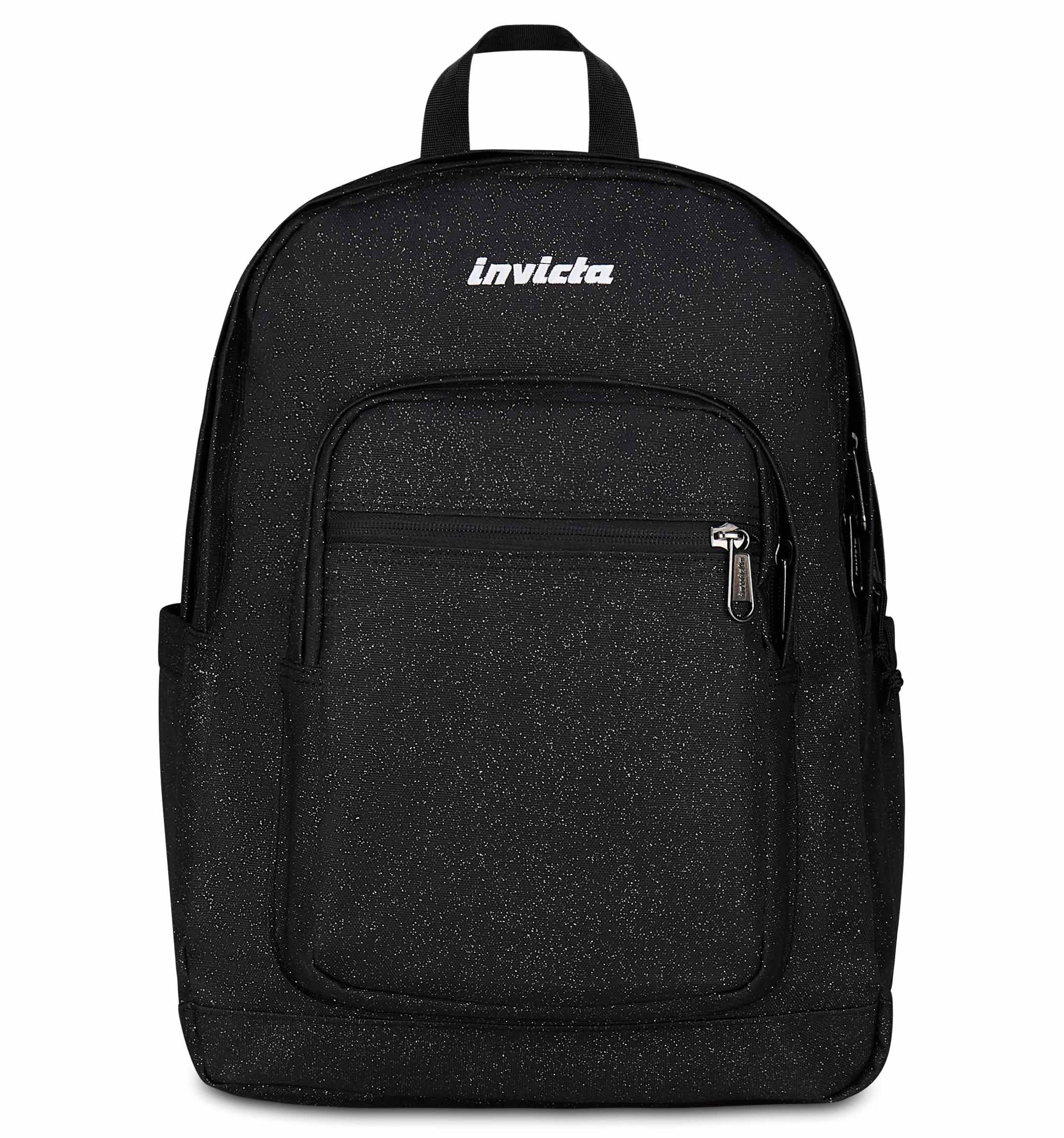 Invicta Jelek Zaino Scuola Media Ragazza, Scuola Elementare, Scomparto PC, Tasca Borraccia, nero scintillante