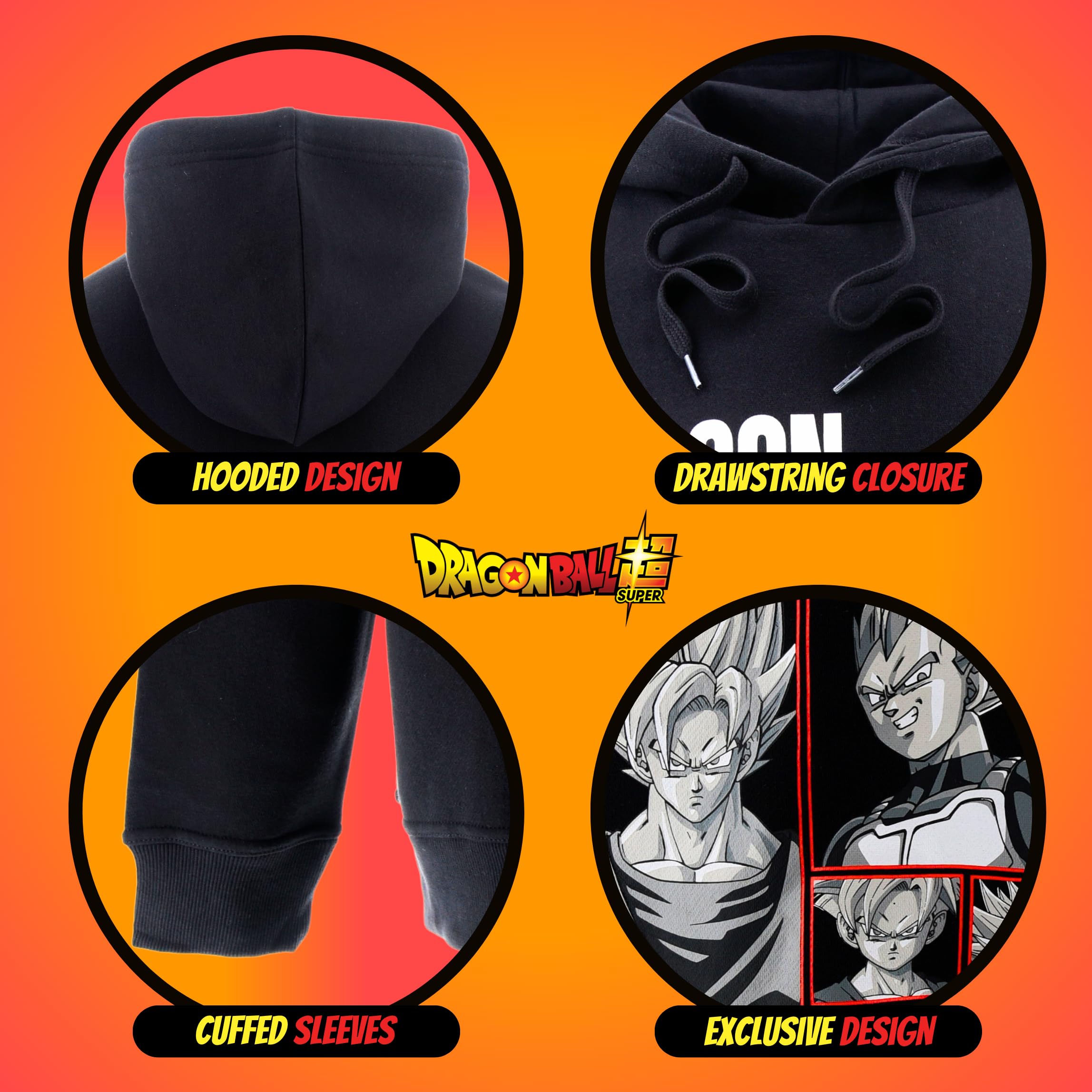 Dragon Ball Z Sudadera para Hombre, Sueter Diseño Goku Clasico, Sudadera con Capucha, Regalo para Hombres y Adolescentes